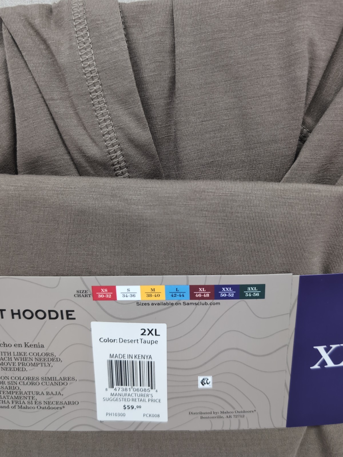 Habit Men’s Lightweight Hoodie Size XXL Desert Taupe A8