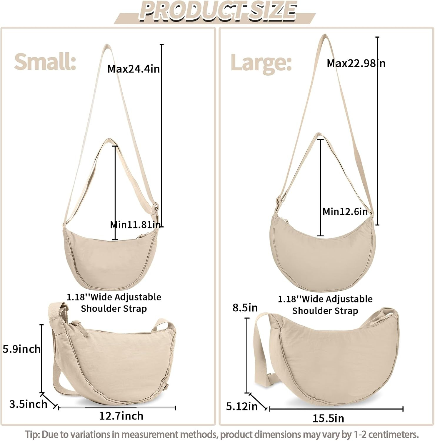 Nylon Crescent Crossbody Bag for Women Purses Trendy Men,Small Travel Sling Bag