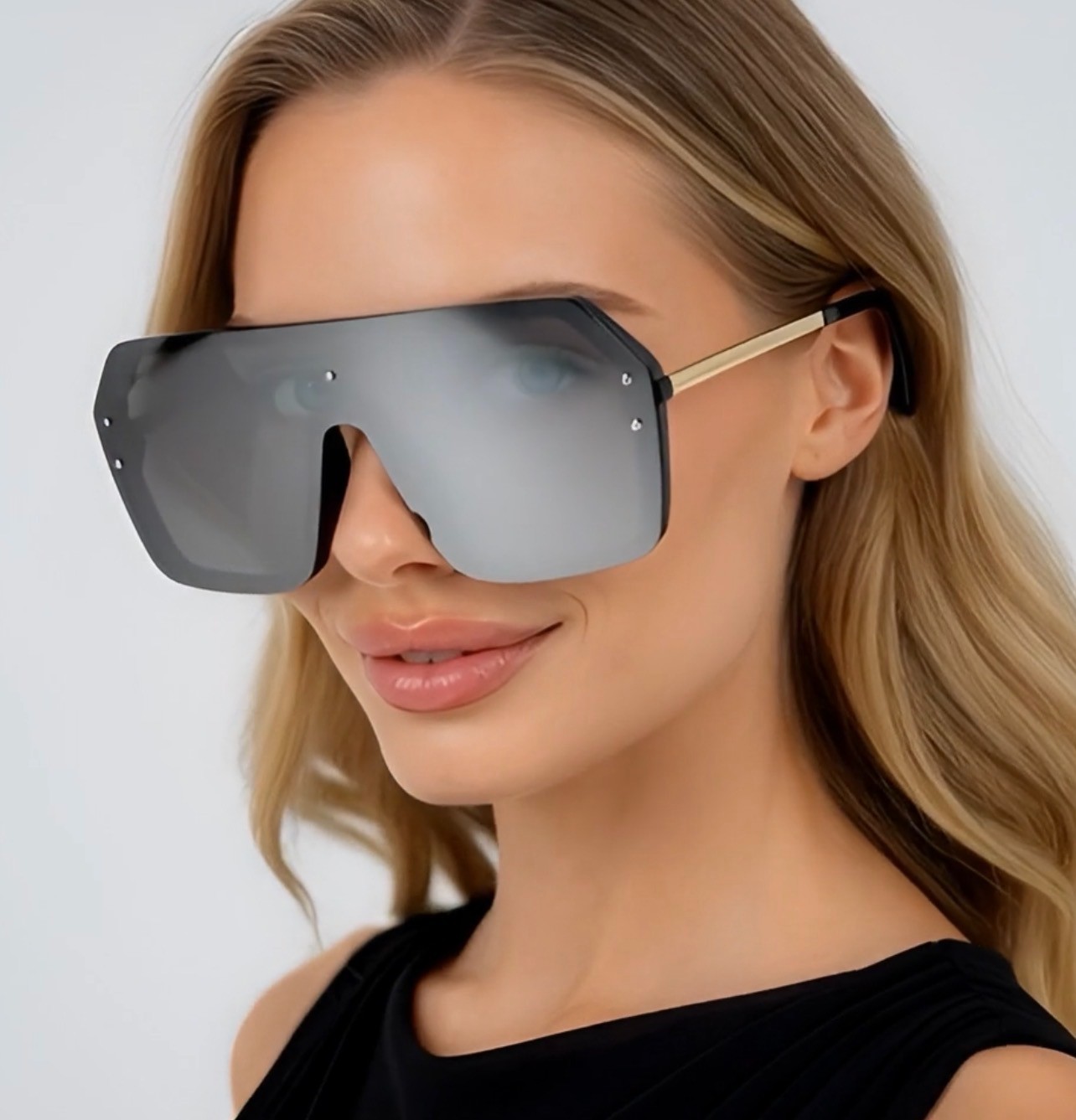 Fashion Oversize Flat Mirror Lens Square Large Men’s Women’s Miami Sunglasses