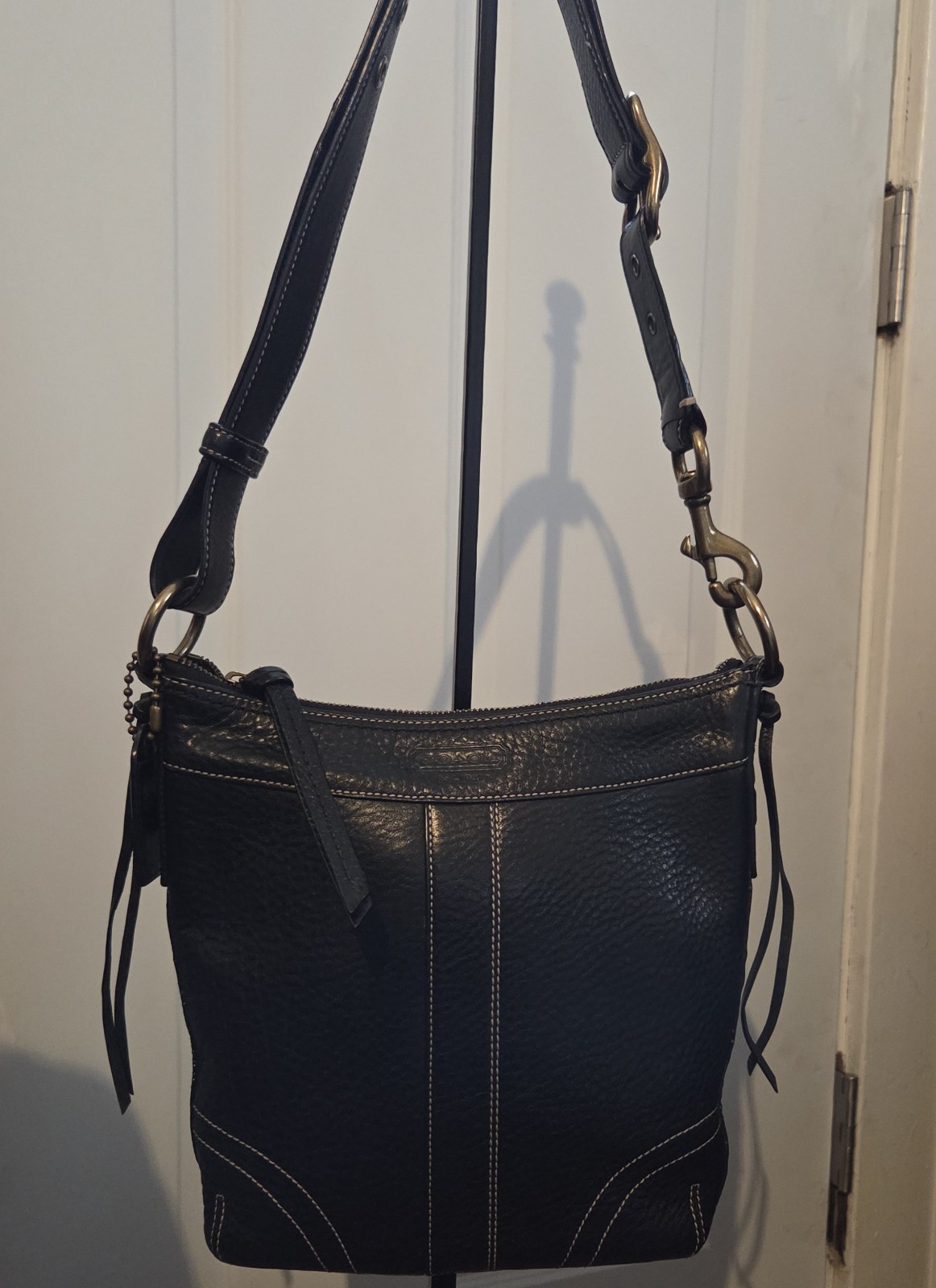 Coach Vintage Slim Bleeker Duffle, Shoulder/Cross, Black Pebbled, #10398, 2006