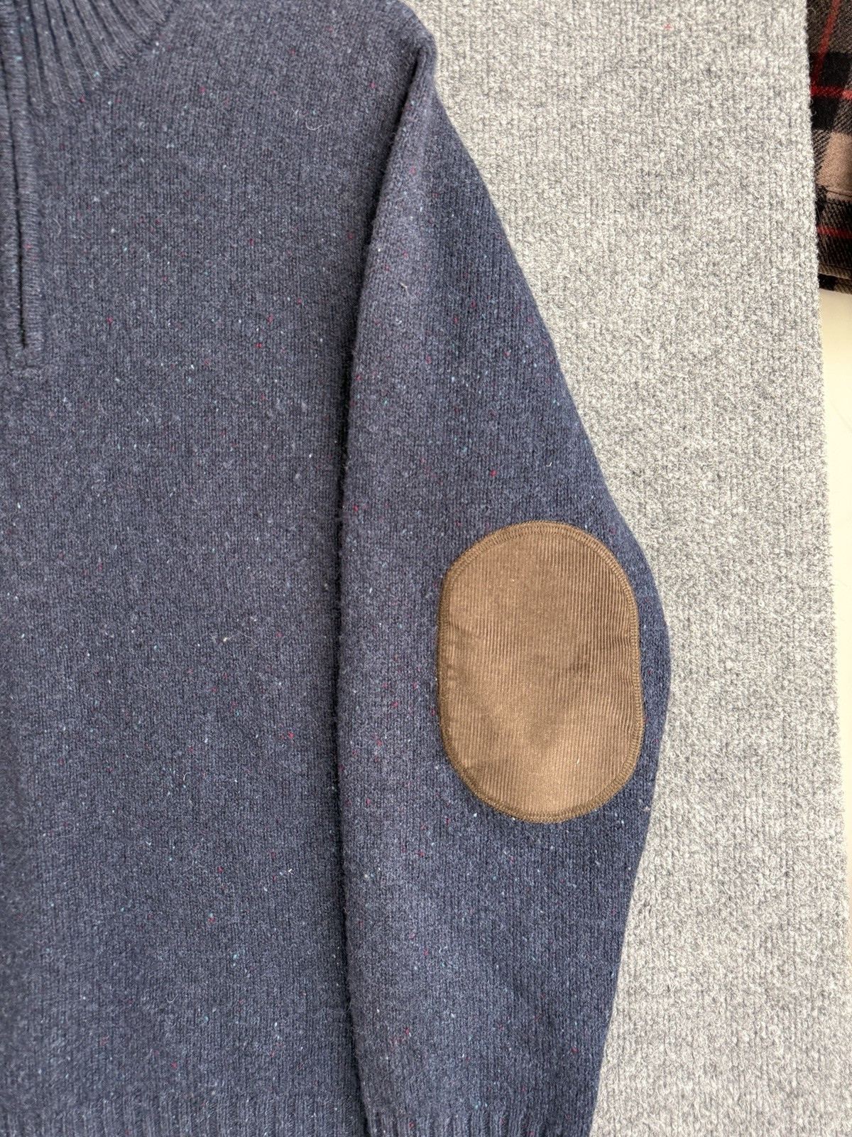 Vintage LL Bean Men’s 1/4 Quarter Zip 100% Wool Sweater Elbow Patches 90s Sz XL