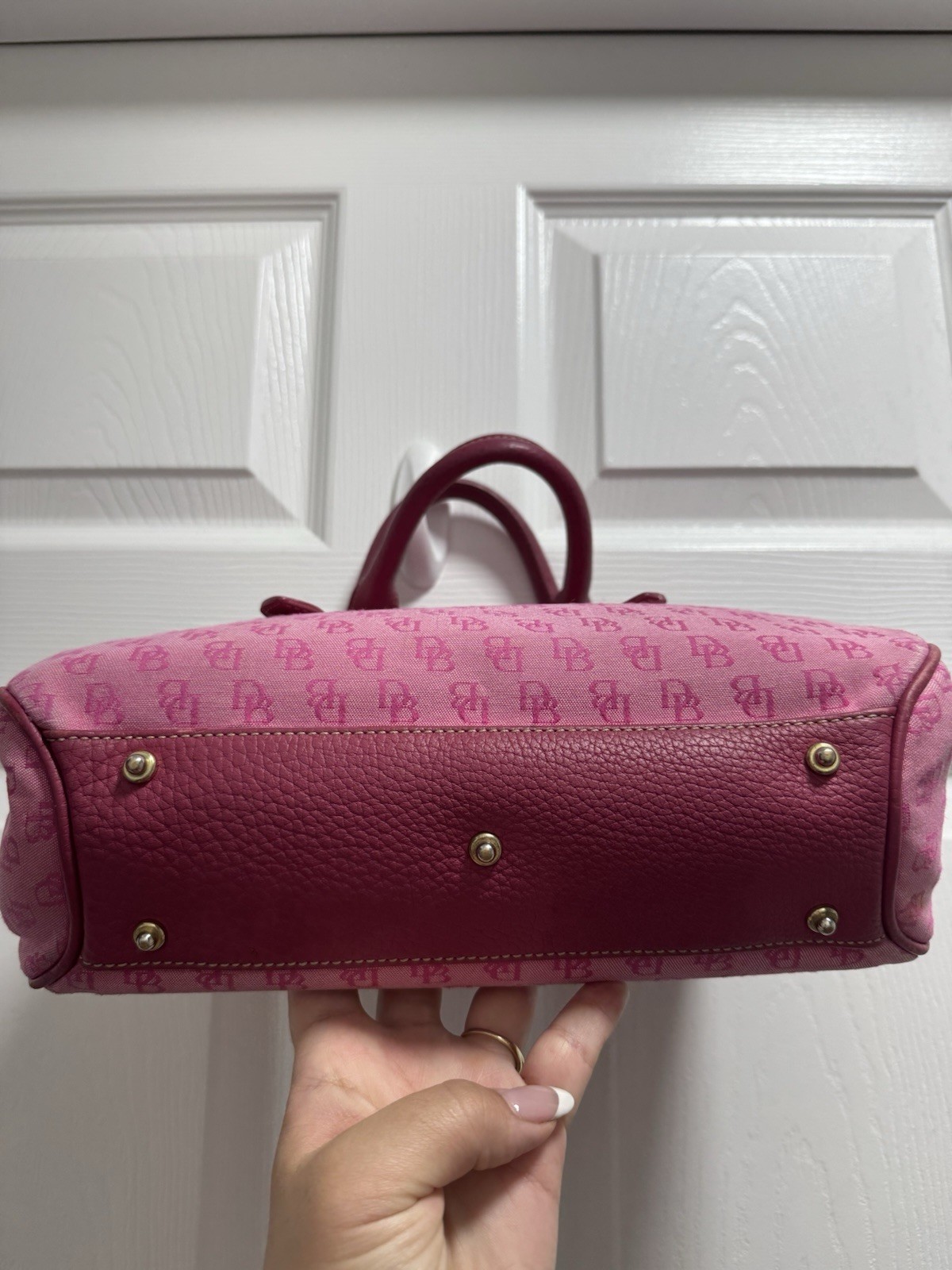 Dooney & Bourke Pink Monogram Satchel Top Handle Bag Double Handles