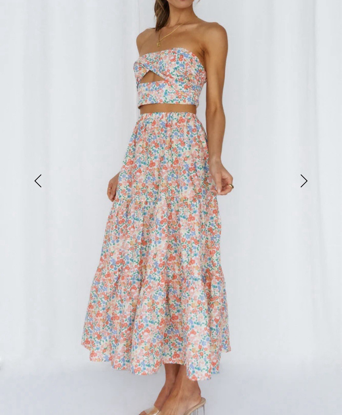 Hello Molly “So Particular” Floral Maxi Skirt Prairie Cottage Teddy Bear XS $85