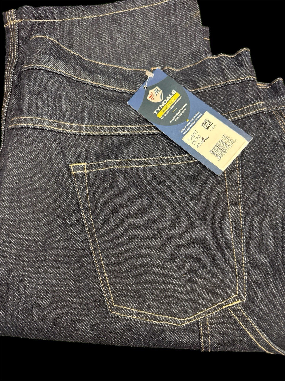 Tyndale FR Mens F290T Dark Blue Carpenter Workwear Jeans Size 42×34 Utility