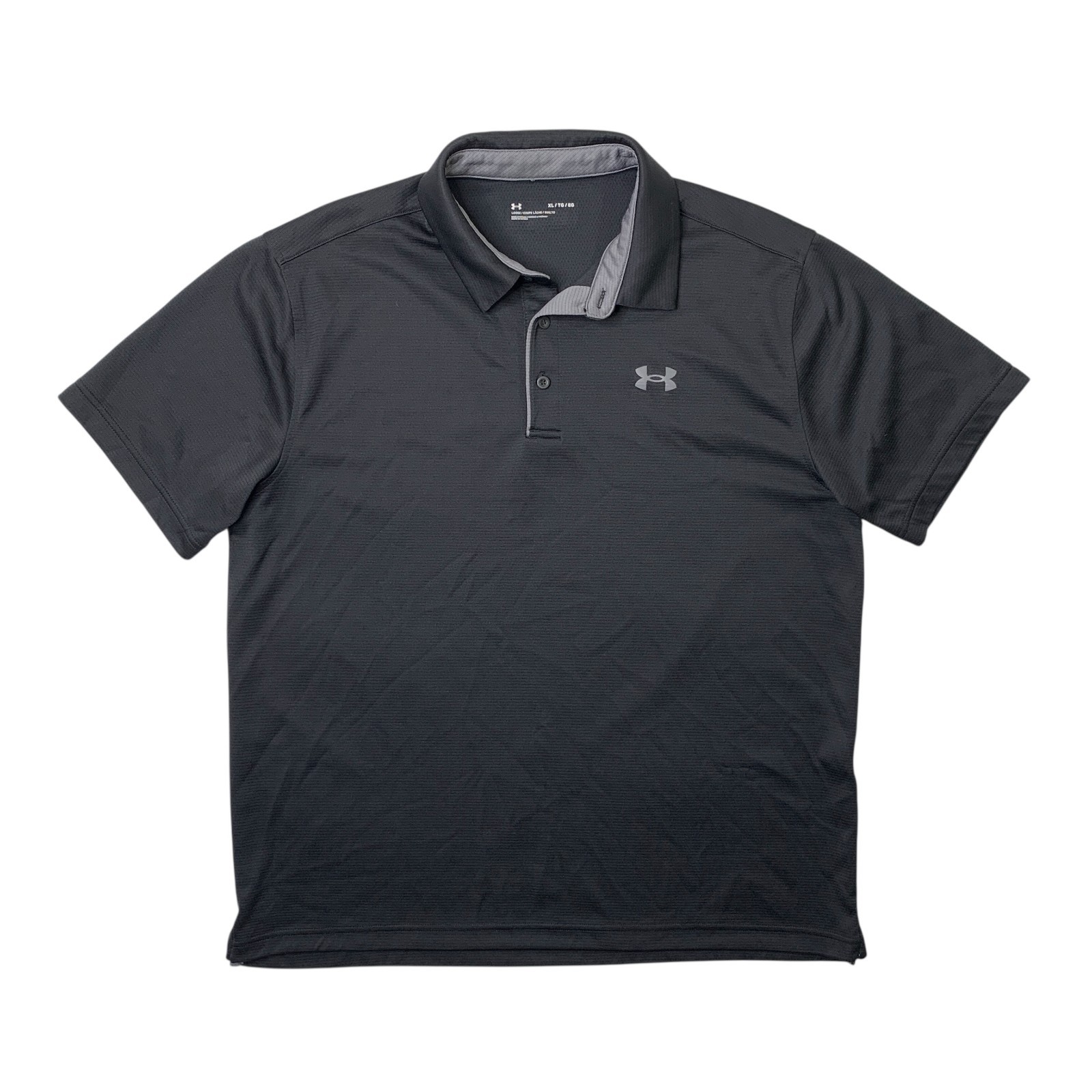 Under Armour Shirt Mens XL Extra Large Black Loose 3-Button Placket Golf Polo