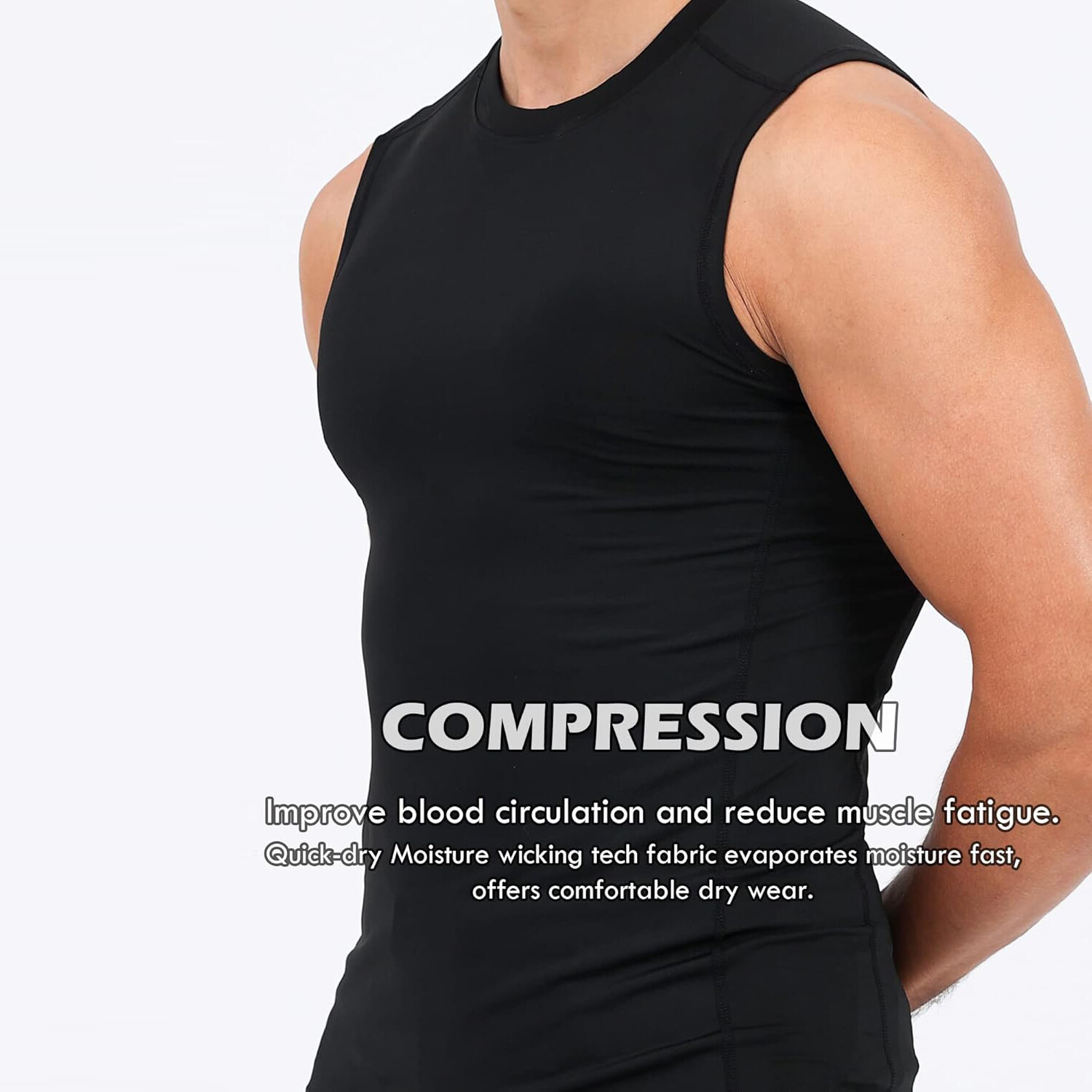 Mens Athletic Compression Shirts Workout Tank Top Base Layer Running Basketball