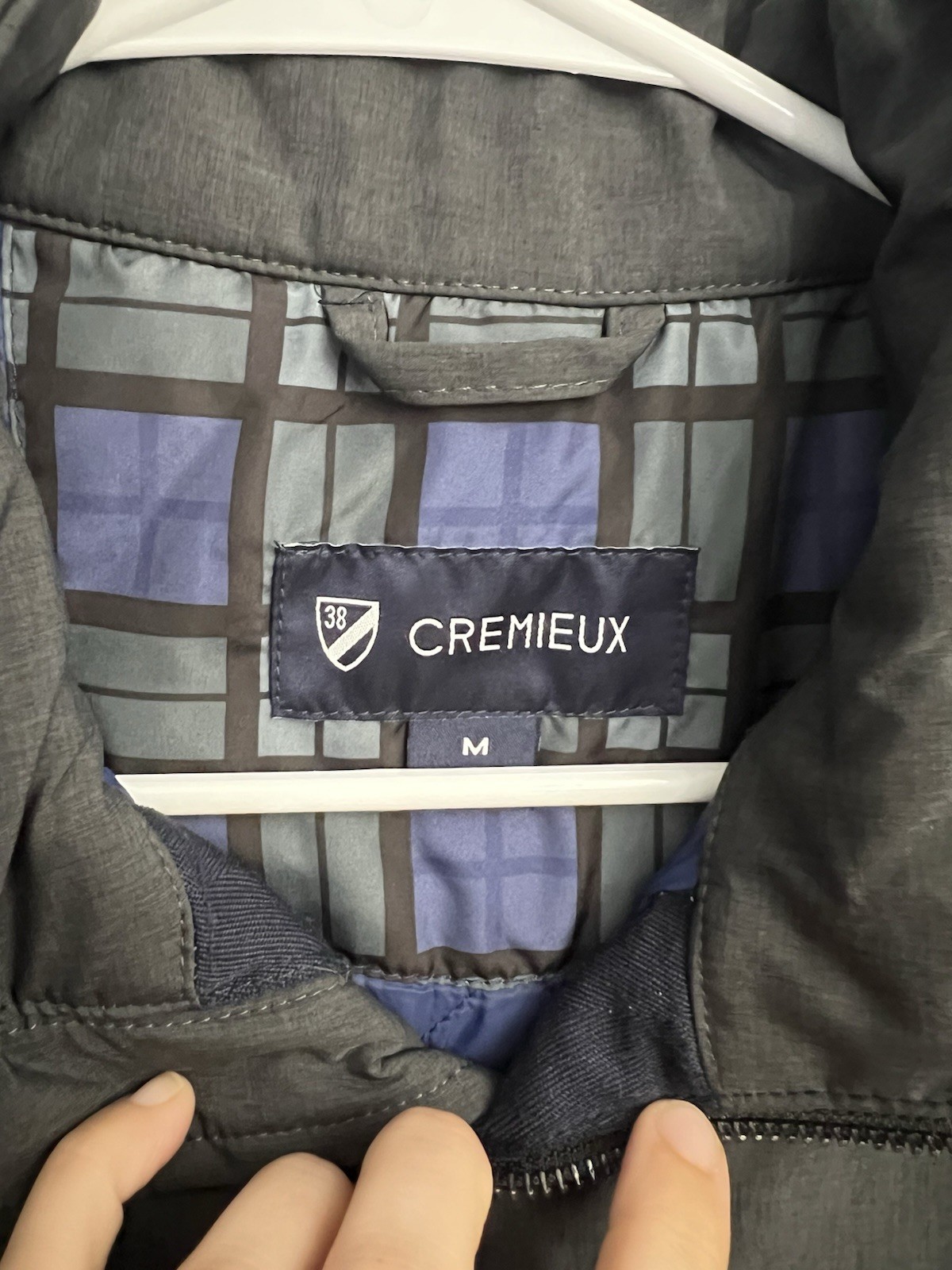 Cremieux Men’s Gray Softshell Full Zip Vest Blue Lining Size Medium