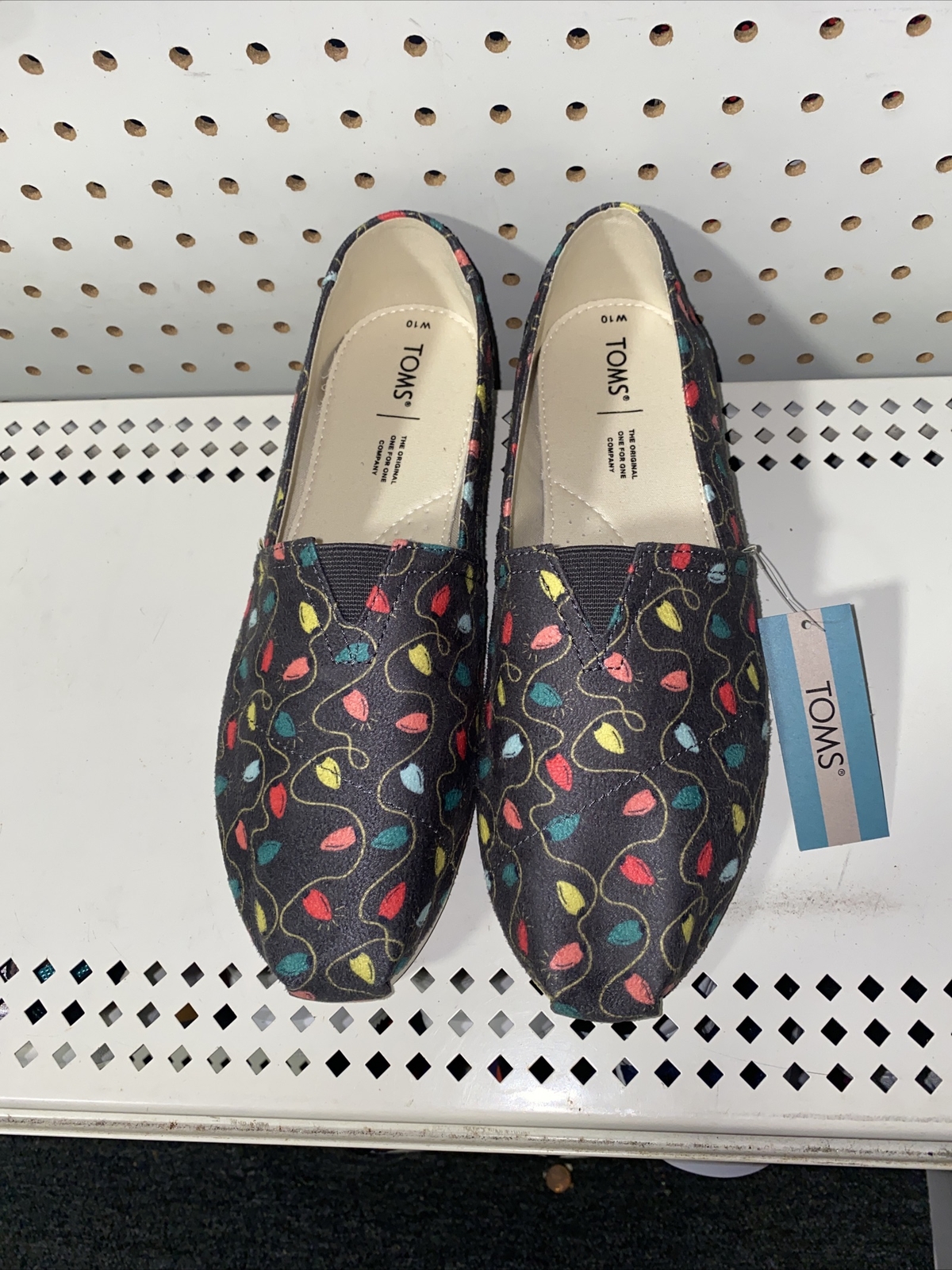 TOMS Belmont Forged Iron Christmas Tree Lights Womens Slip On Flats Size 6