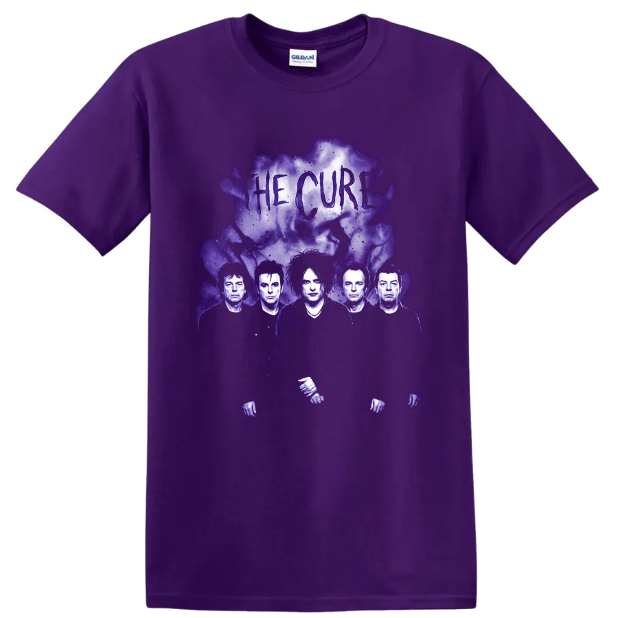 The Cure Gothic Rock T Shirt Robert Smith Purple Smoke Band Portrait Graphic Tee