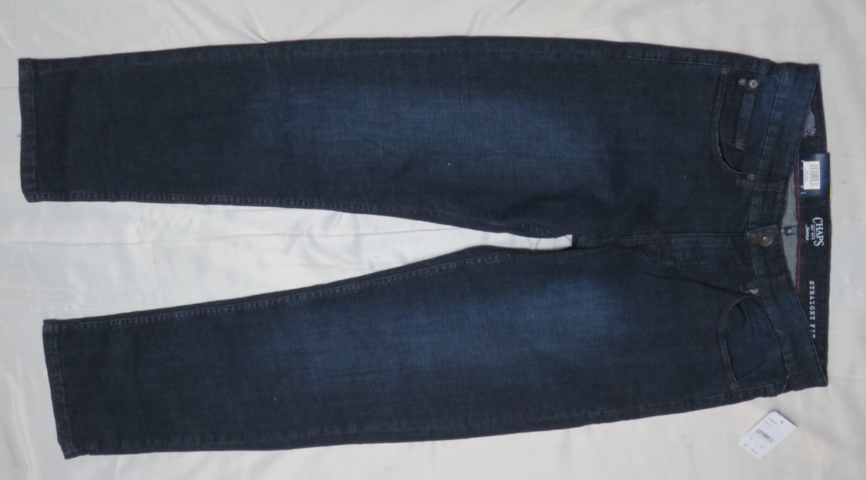 RALPH LAUREN CHAPS DEEP SEA BLUE JEANS 32×30 STRAIGHT FIT FREEDOM STRETCH NWT