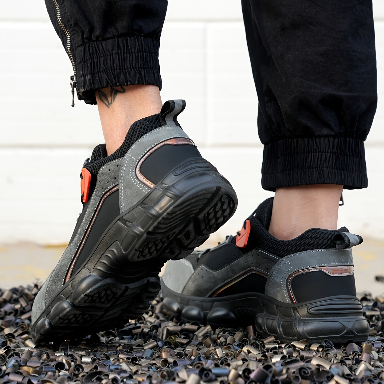 Men Work Rotating Buckle Safety Shoes Steel Toe Cap Boots Breathable Lightweight