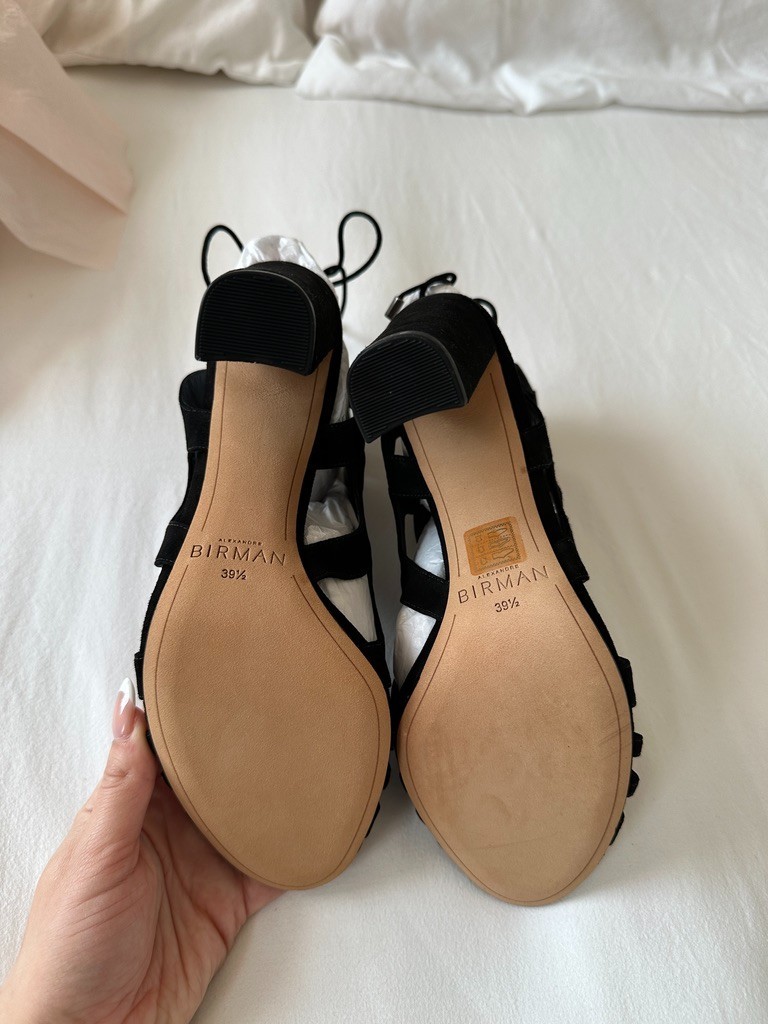 Alexandre Birman Loretta Black Suede Block Heel Sandals EU 39.5 US 9.5 NIB