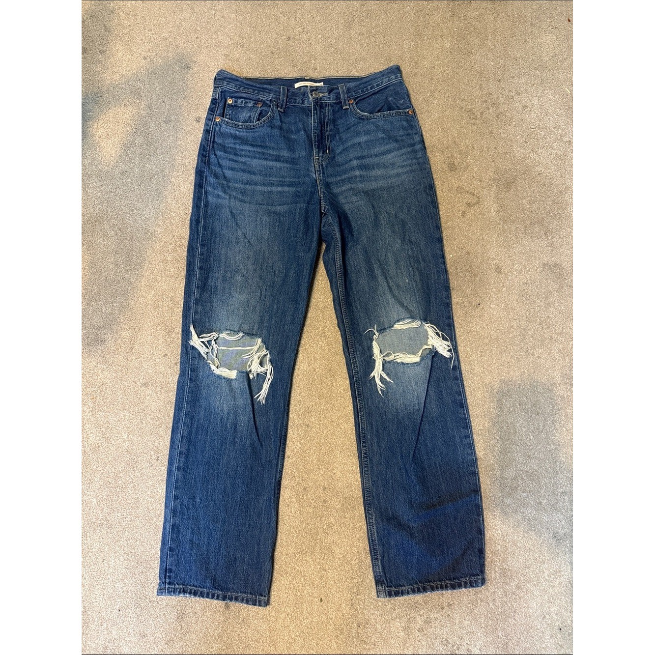 Levi’s Low Pro Straight 100% Cotton Distressed Medium Wash Jeans Size 29