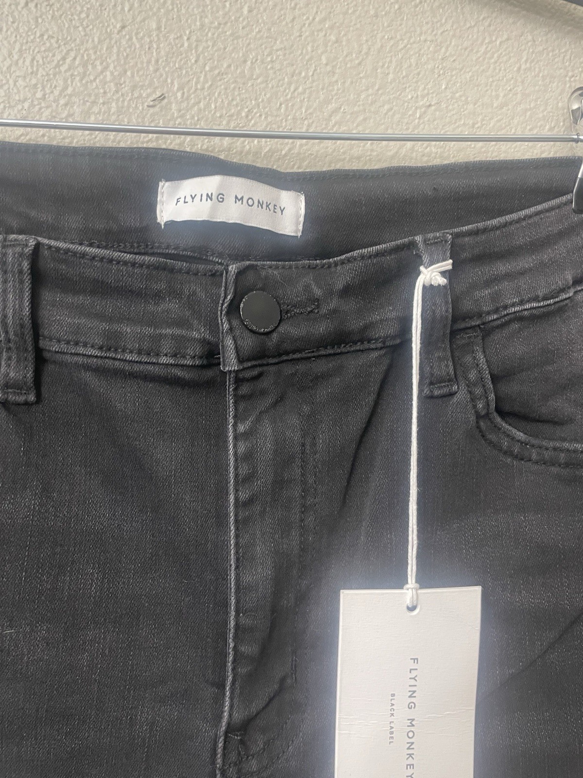 NWT Flying Monkey Black Label Jeans Womens 32 Faded Black Straight Leg
