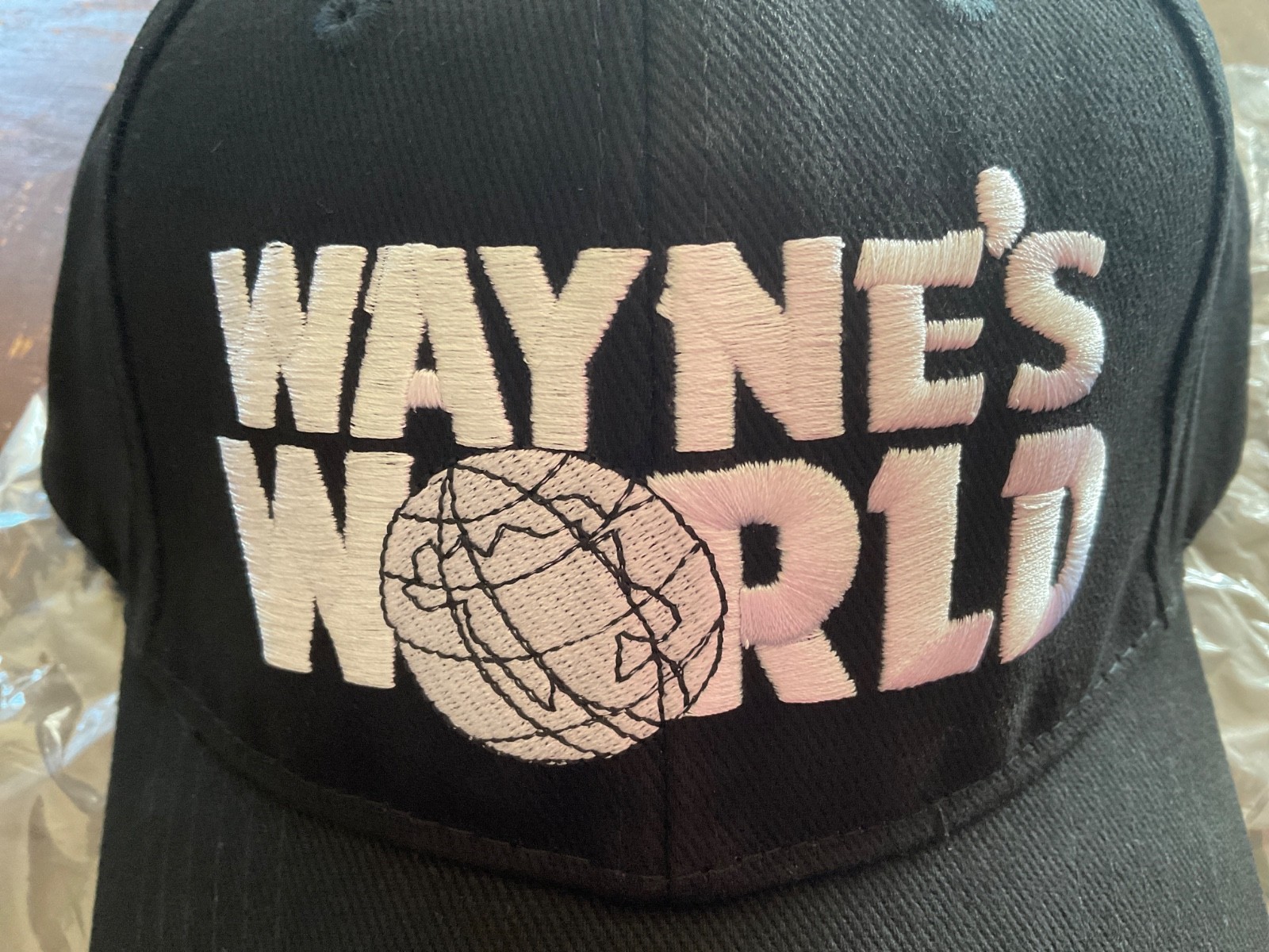 NEW Wayne’s World Hat Cap Trucker Snap Back One Size Black Mens Movie Comedy