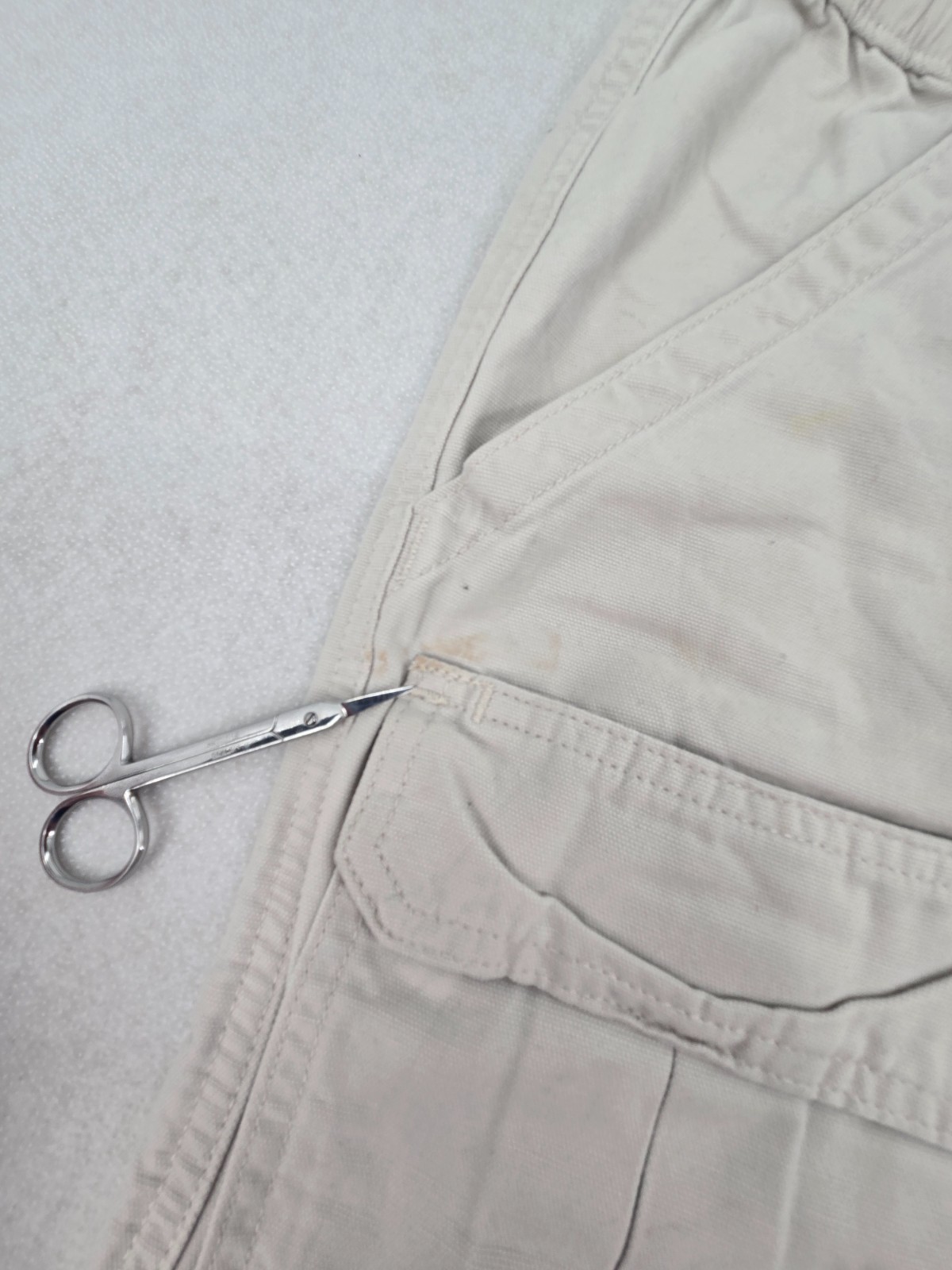 Savane Men Cargo Shorts Size 34 Beige Cream Elastic Waist Mobile Pocket Outdoor