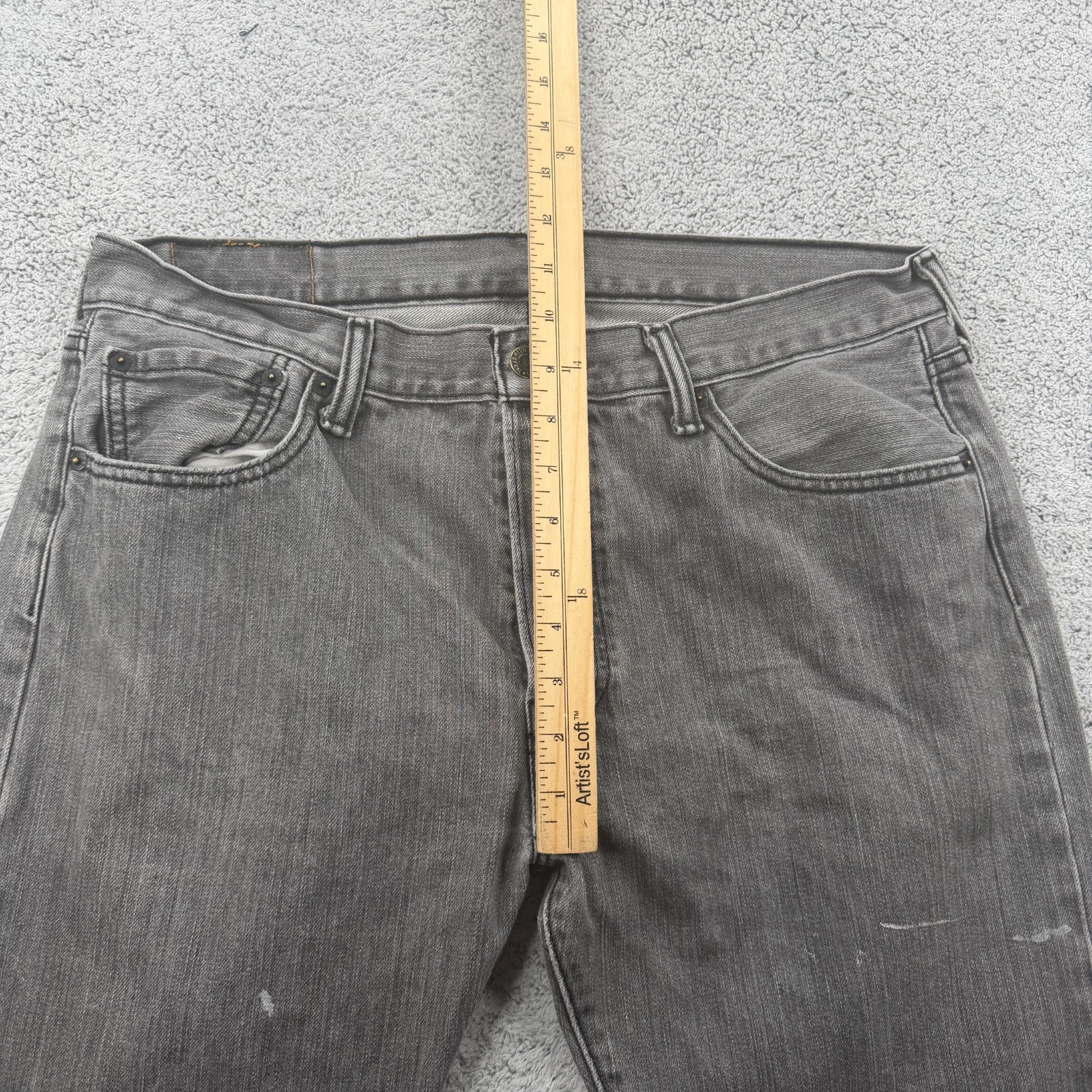 Levis 501 Jeans Mens 33×31 Gray Black Button Fly Straight Denim Pants Cotton