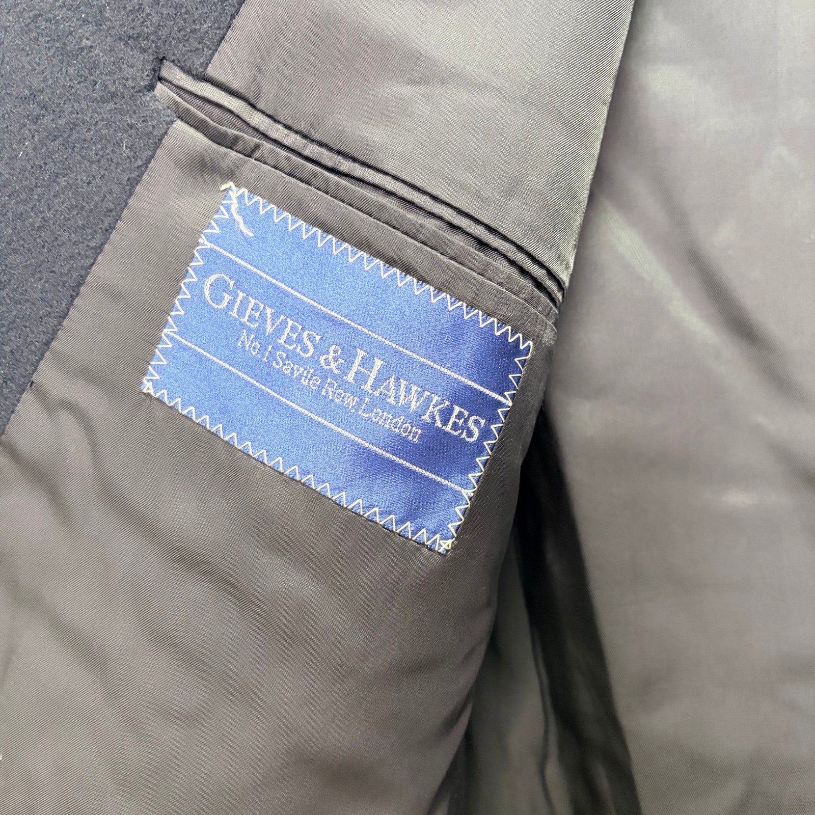 Gieves & Hawkes Savile Row Navy Blue 100% Cashmere Blazer Gold Buttons 43L