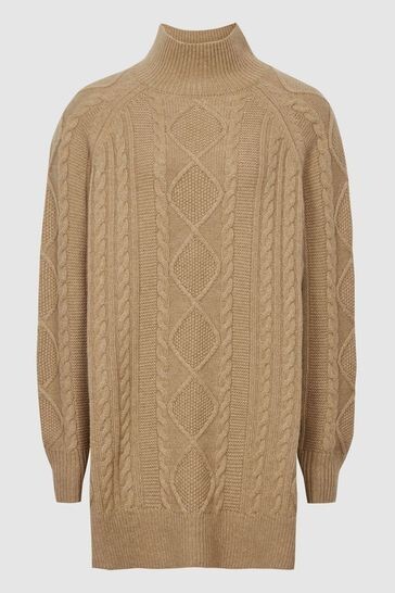 NWT REISS Nina Cable Knit Sweater in Camel Size XS #S4929