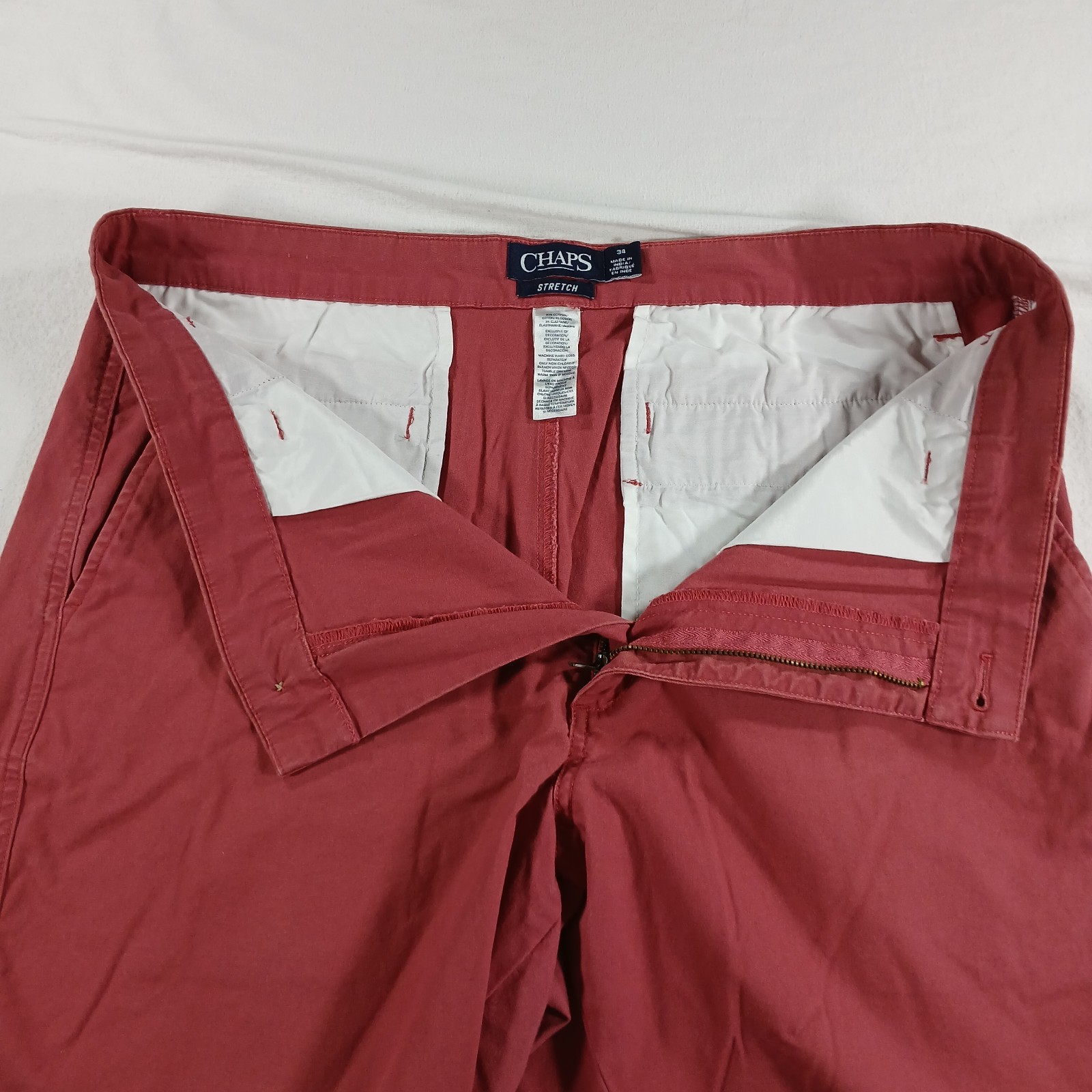 Chaps Flat Front Stretch Shorts – Waist 34 – Inseam 9 Red 97% Cotton 3% Elastane