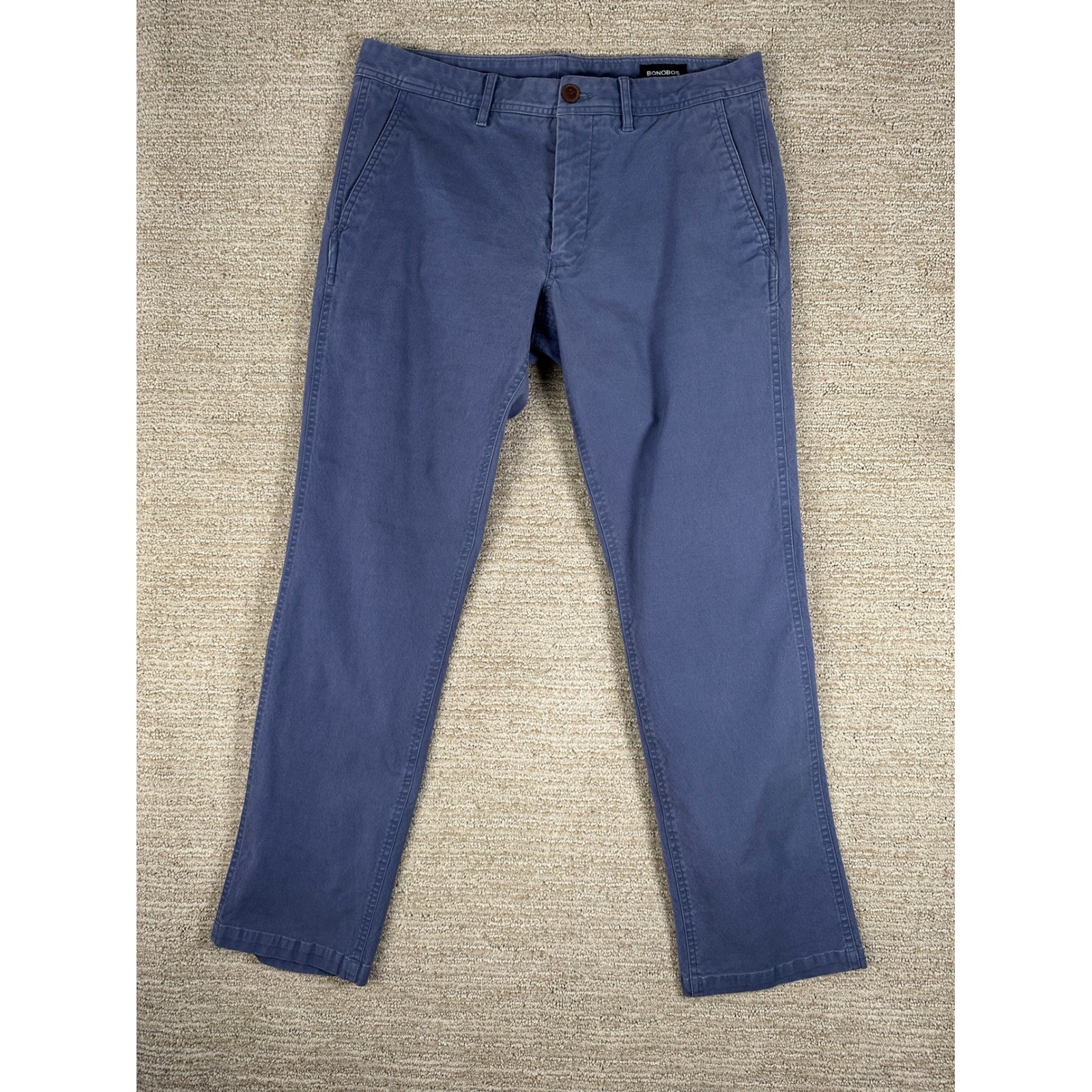 Bonobos Washed Chino Slm Fit Pants Blue Men 32×30 Cotton Stretch Casual Trousers
