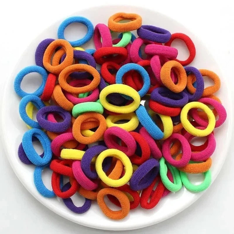 200Pcs Girls Colorful Elastic Hair Bands Ponytail Hold Hair Tie Rubber
