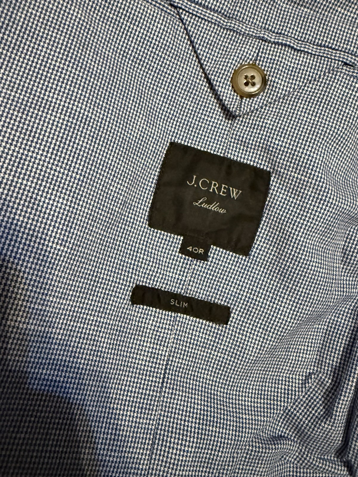 J.Crew Ludlow Somelos Blazer Men’s 40R Blue Gray Slim Unstructured Cotton Linen