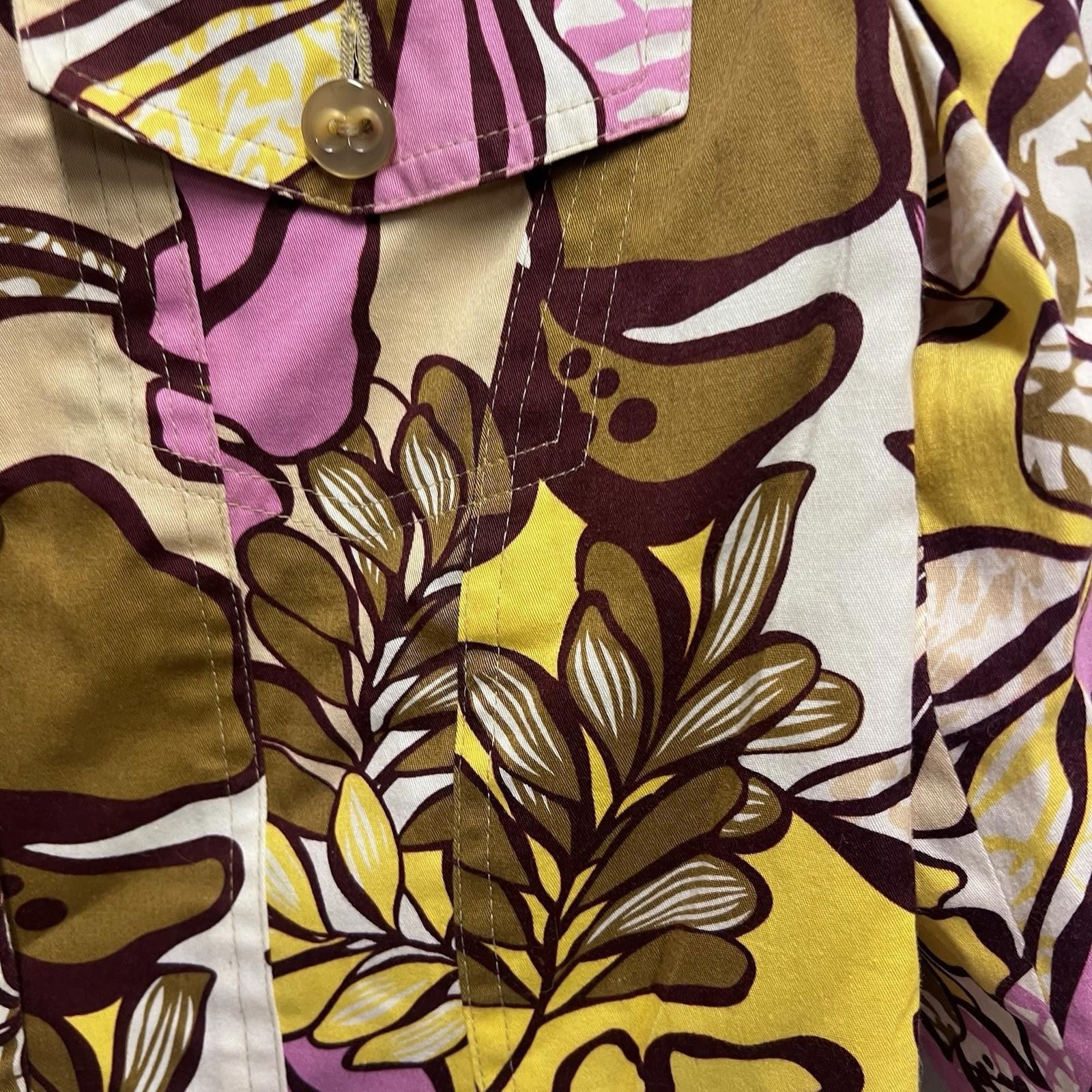 Harvé Benard Jacket Vintage Button Pink Yellow Brown Floral Sz 6