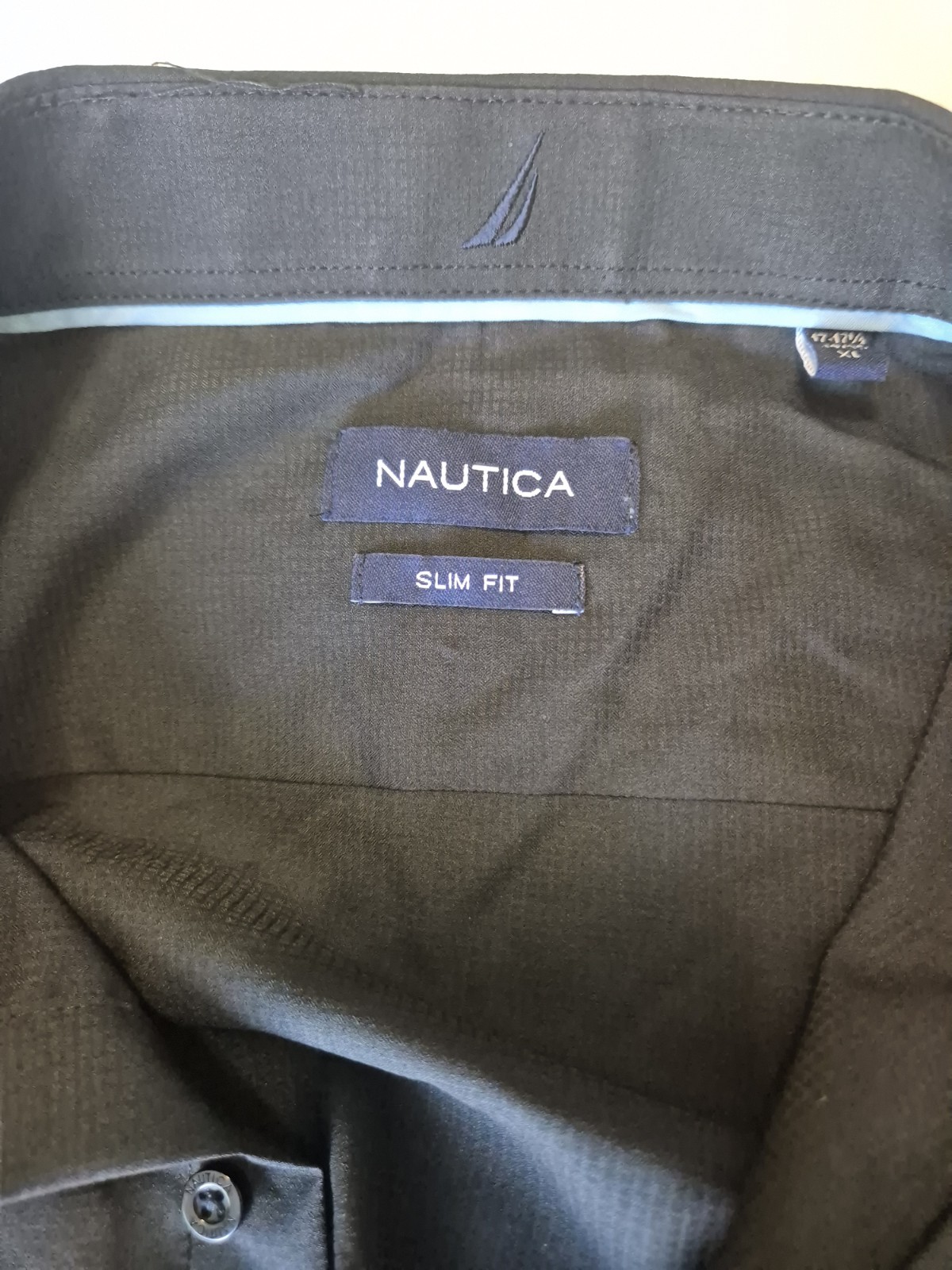 Nautica Slim Fit Performance Dress Shirt Black XL 17-17 1/2 34/35 Long Sleeve
