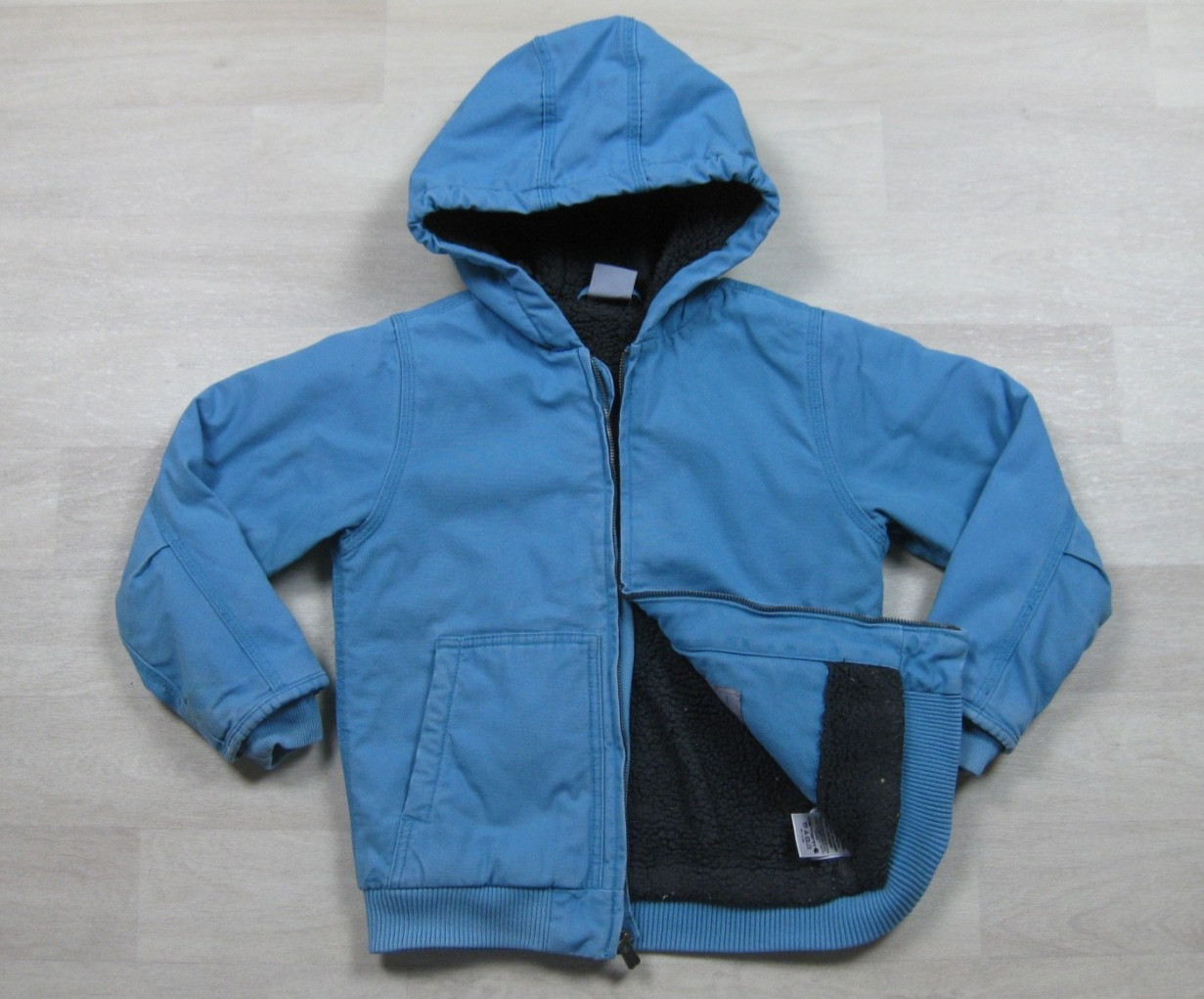 Carhartt Active Jacket Youth (S) Duck Canvas Workwear Sherpa Lined Blue CP9564