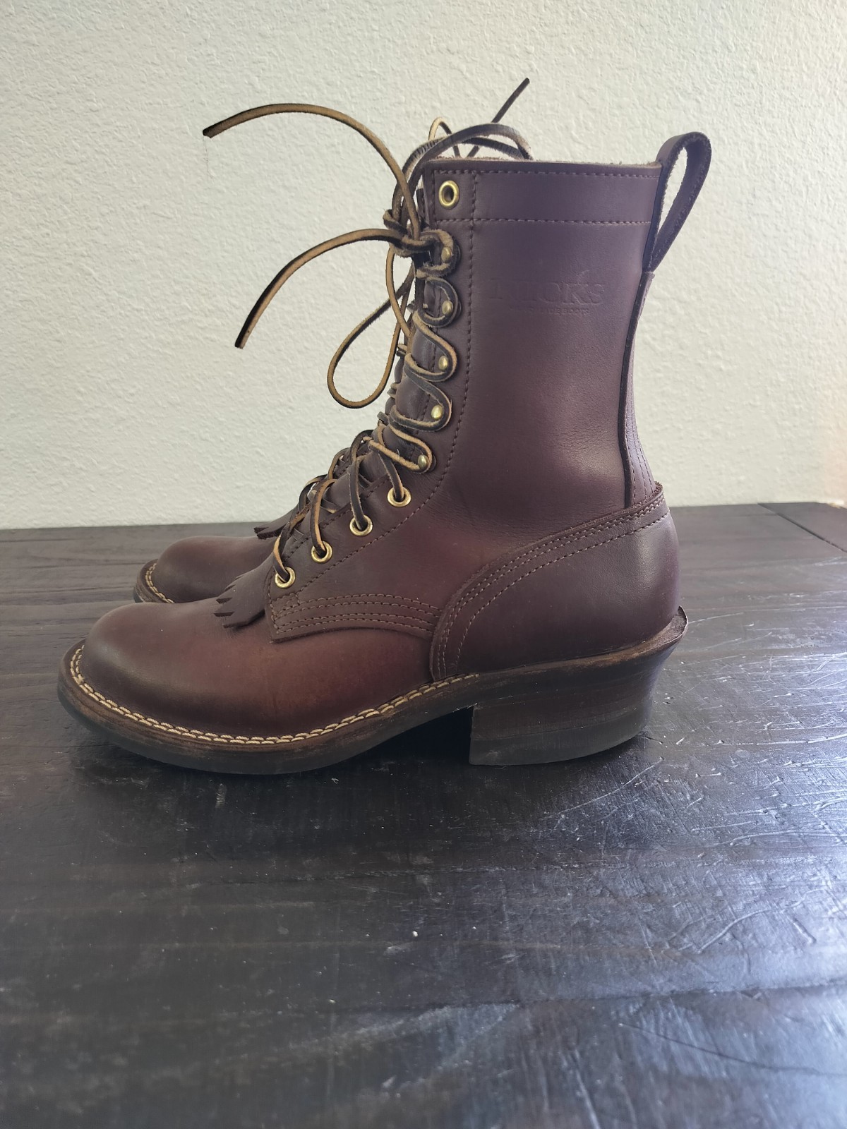 Nicks Handmade Boots Ranger 8.5d 55 Last Walnut Leather Made In USA