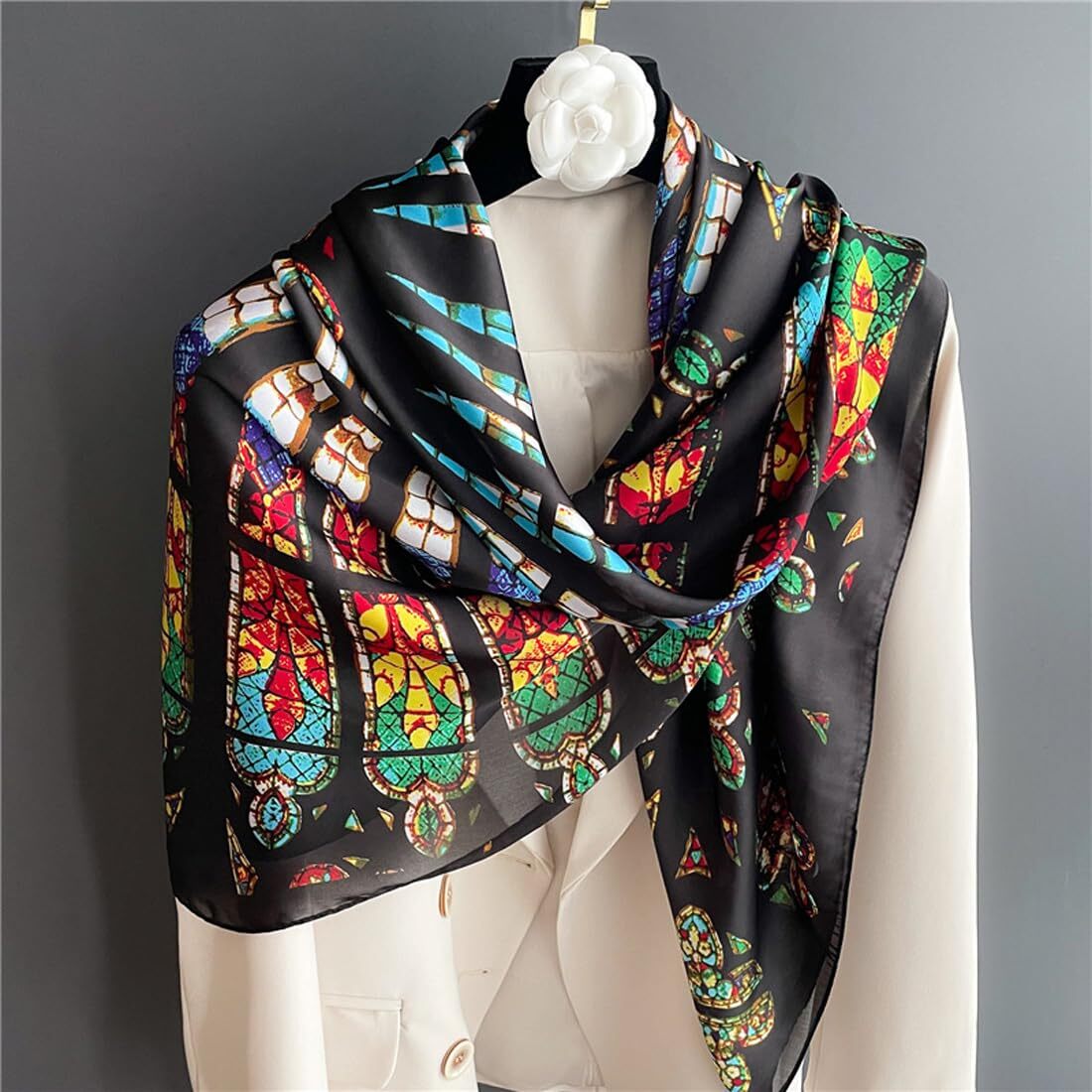 XL 43 Inch Extra Large Square Scarf Fashion Scarves Silk Feeling Hair Scarf W…