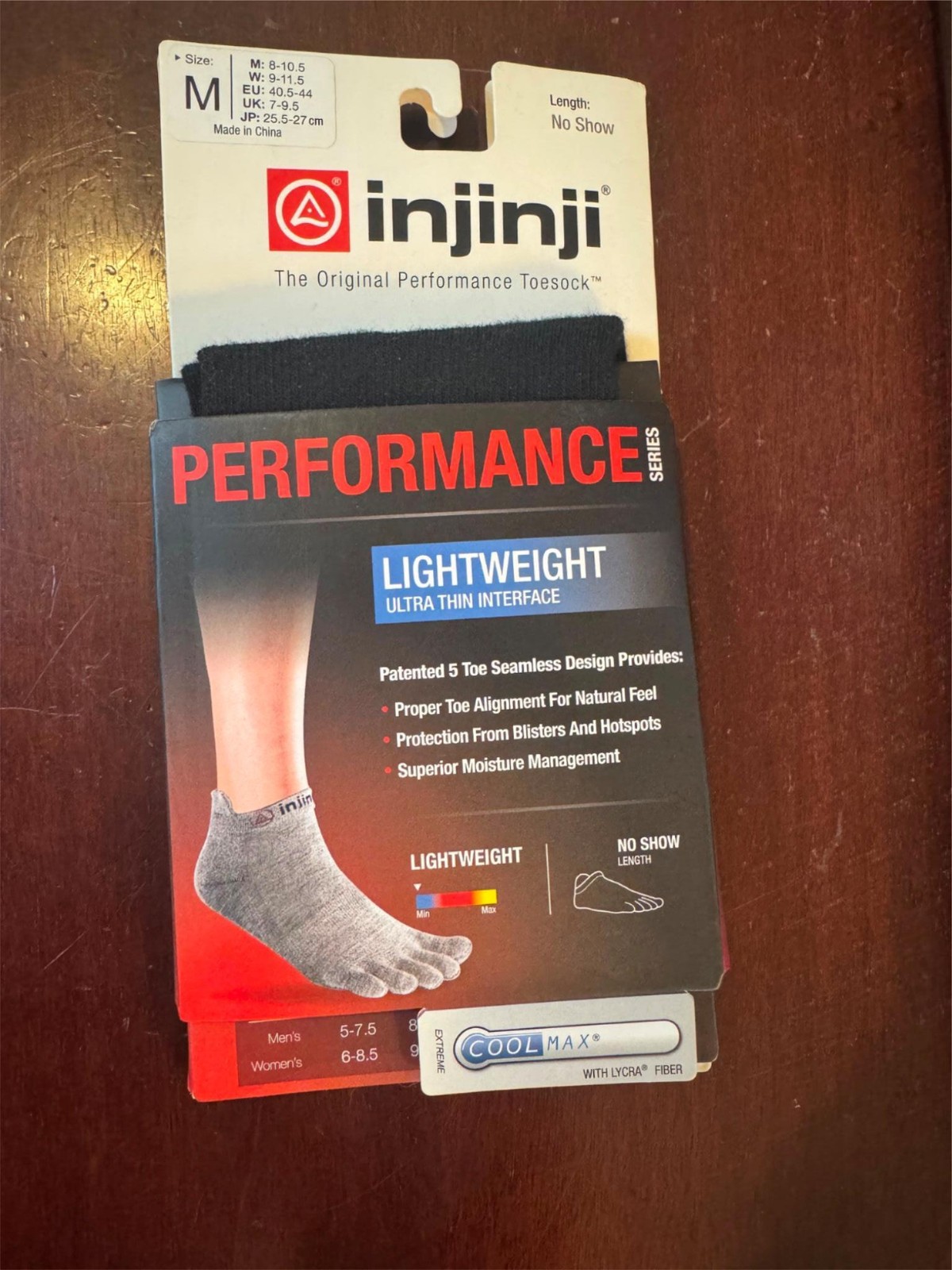 Injinji Unisex Black Performance Series Lightweight Toesocks