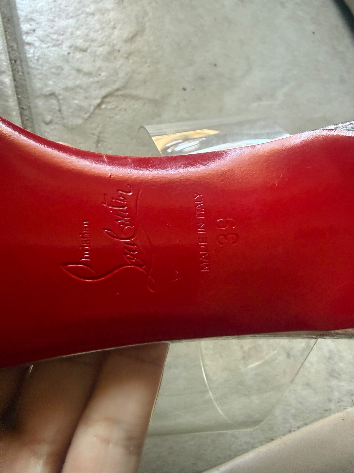 CHRISTIAN LOUBOUTIN 55mm Just Nothing Clear Slide silver heels size 39