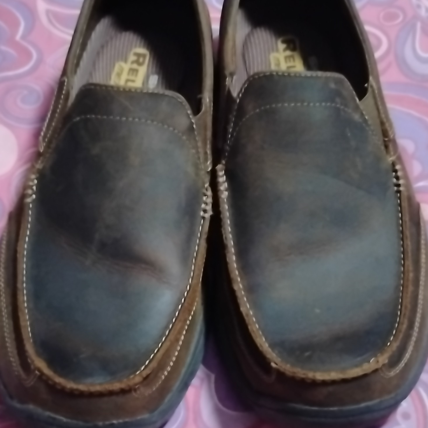 Skechers Relaxed Fit Memory Foam Leather Slip-On Loafers Brown Men’s 12