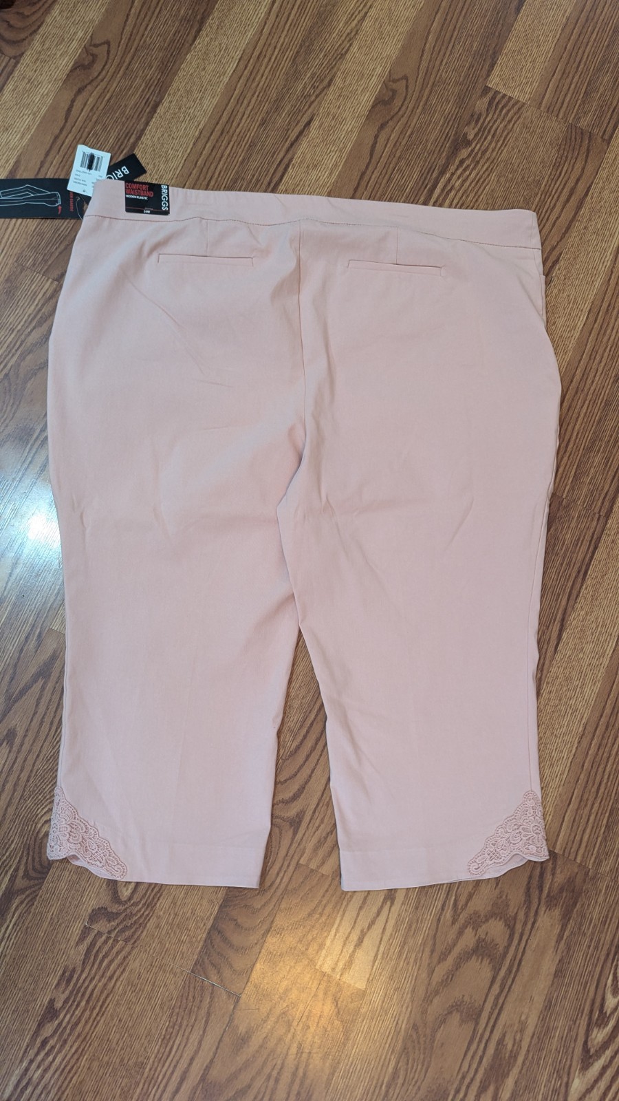 New Briggs Plus Crop Pants Hidden Comfort Waist Tea Rose Rayon Nylon Span 24W