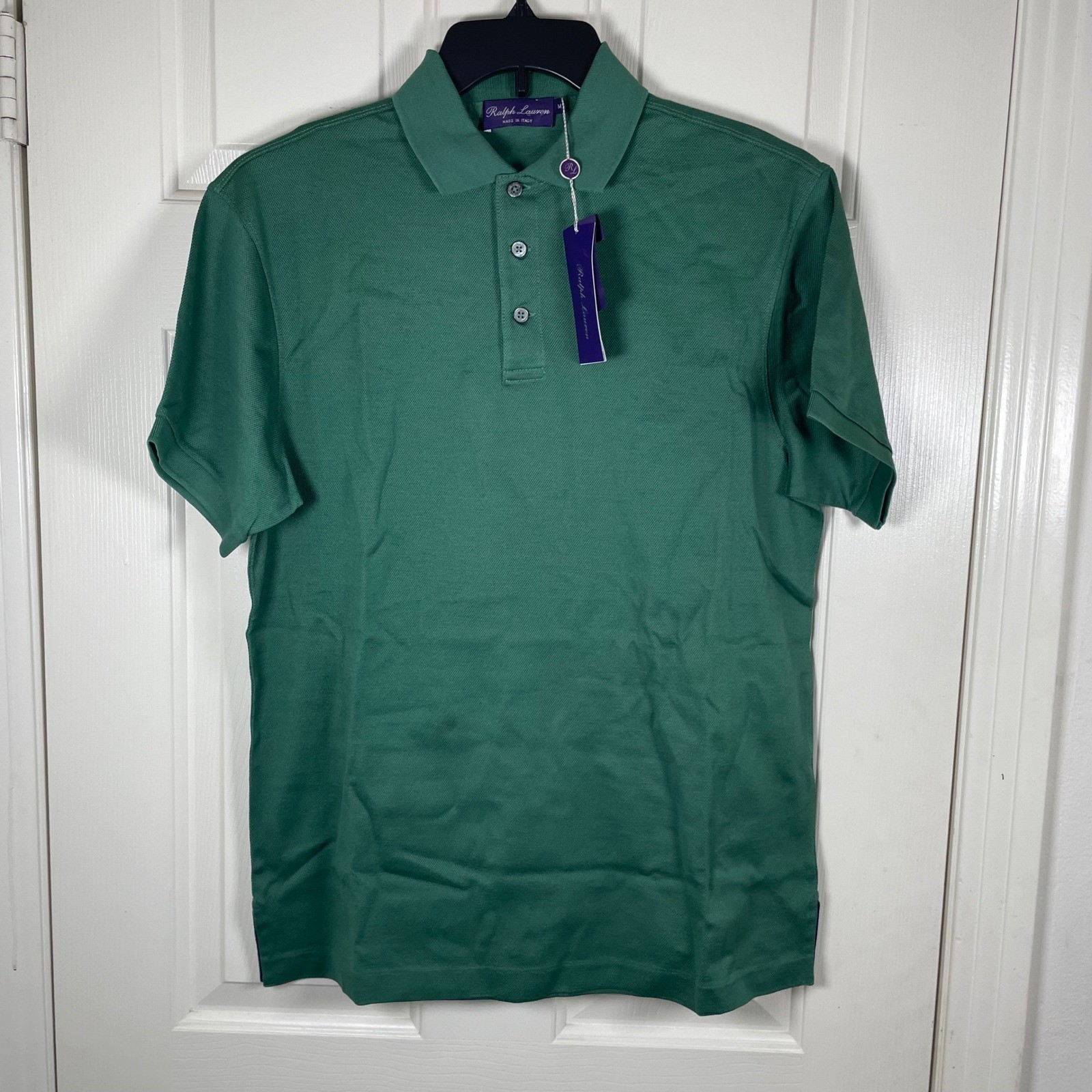 Ralph Lauren Purple Label Mens Green Cotton Pique Polo Shirt Made in Italy New M