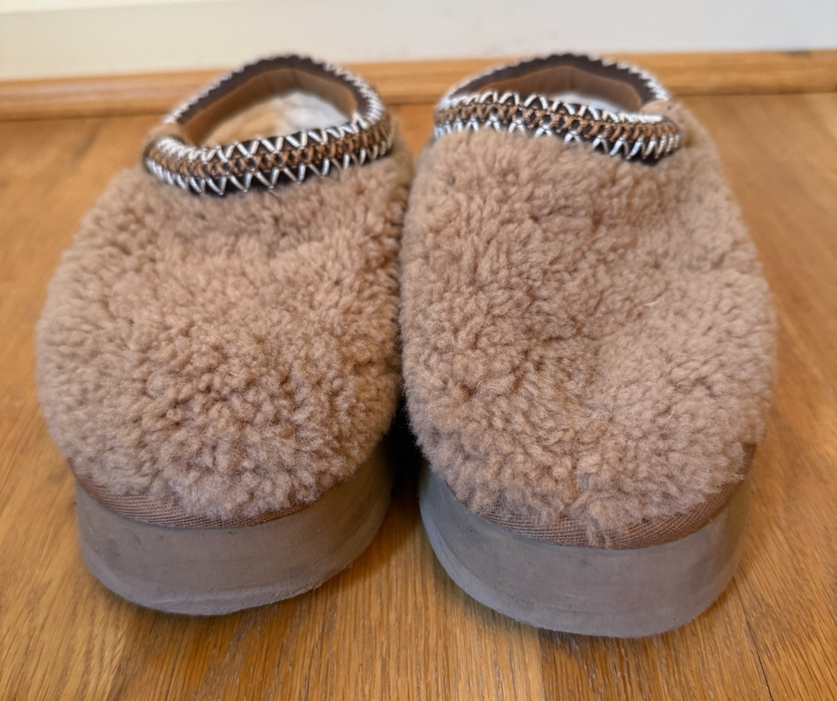 UGG Australia Tazz Maxi Curly Platform Chestnut Brown Slippers Shoes SZ 7