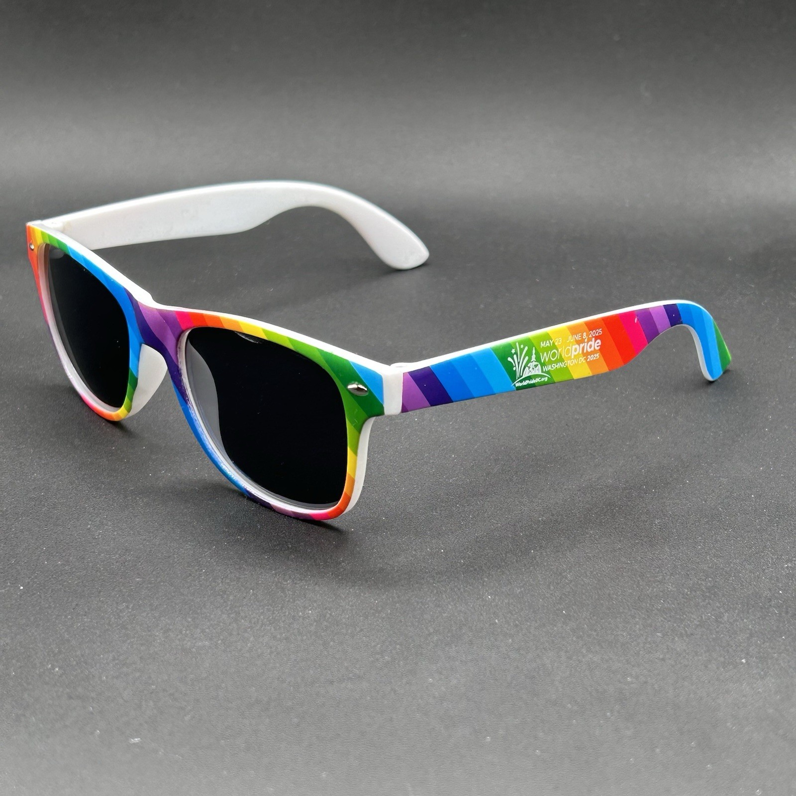Washington DC World Pride Sunglasses White & ROYGBIV May 23 – June 8 2025 EUC