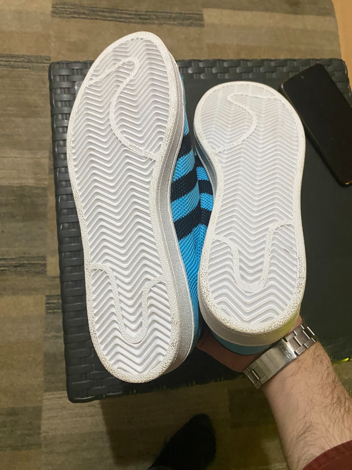 adidas Superstar 80s Primeknit Blue Black BB2235 Sales Sample NWT Mens Size 9