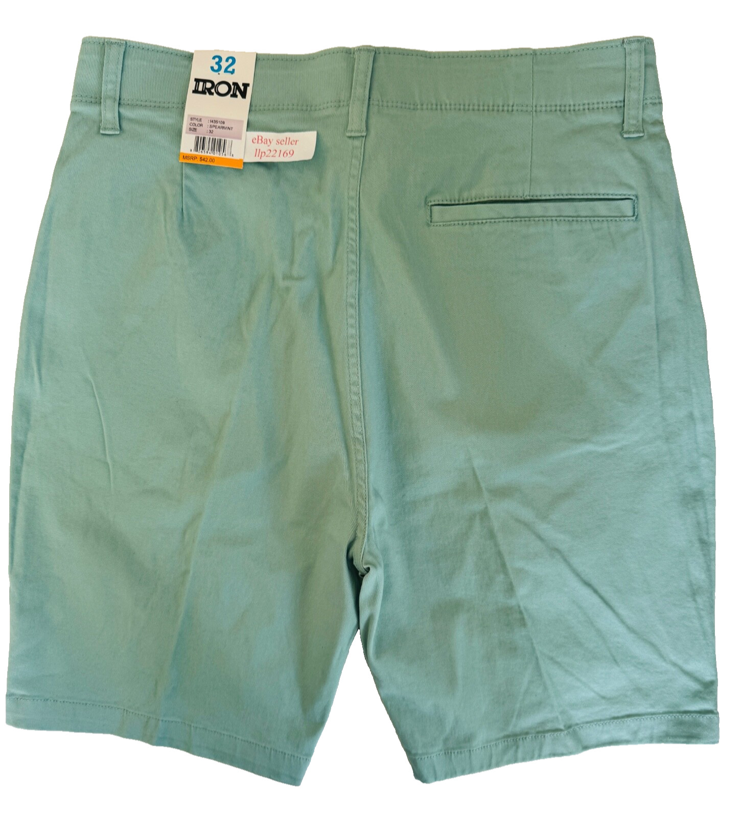 IRON CO Men’s Stretch Shorts (SIZE 32) Flex Waist Flat Front SPEARMINT GREEN New