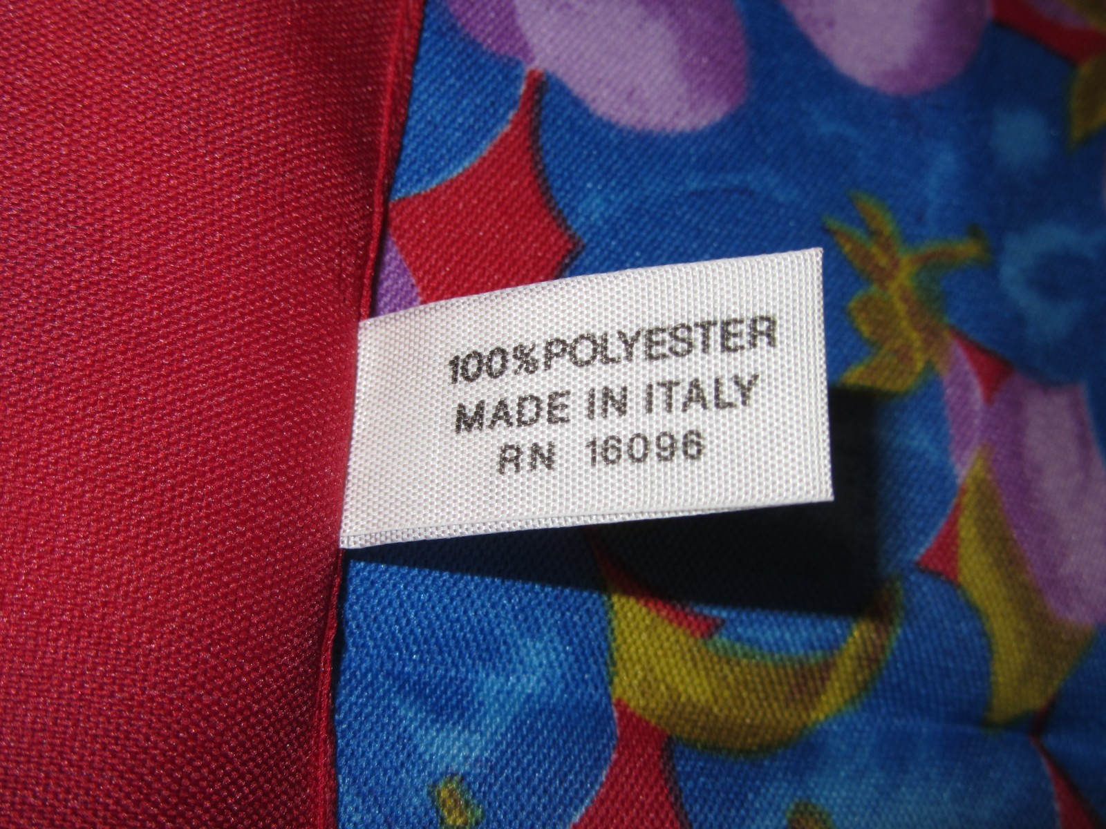 Vintage Italian Polyester Scarf 31 x 31 Fruit Red Blue Purple Italy BEAUTIFUL!!!