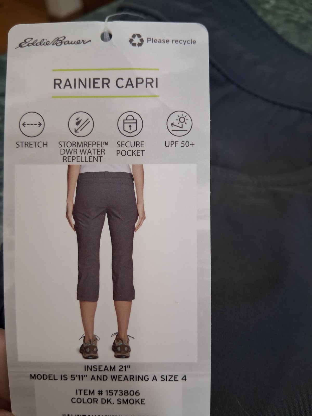 Eddie Bauer 16 Waterproof Rainier Tech Capri Active Pants UPF 50 Lightweight NWT
