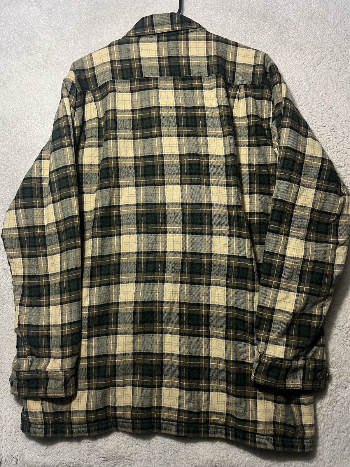 Vintage LL Bean Jacket Mens L Tall Plaid Flannel Shacket Fleece Lined Button Up.