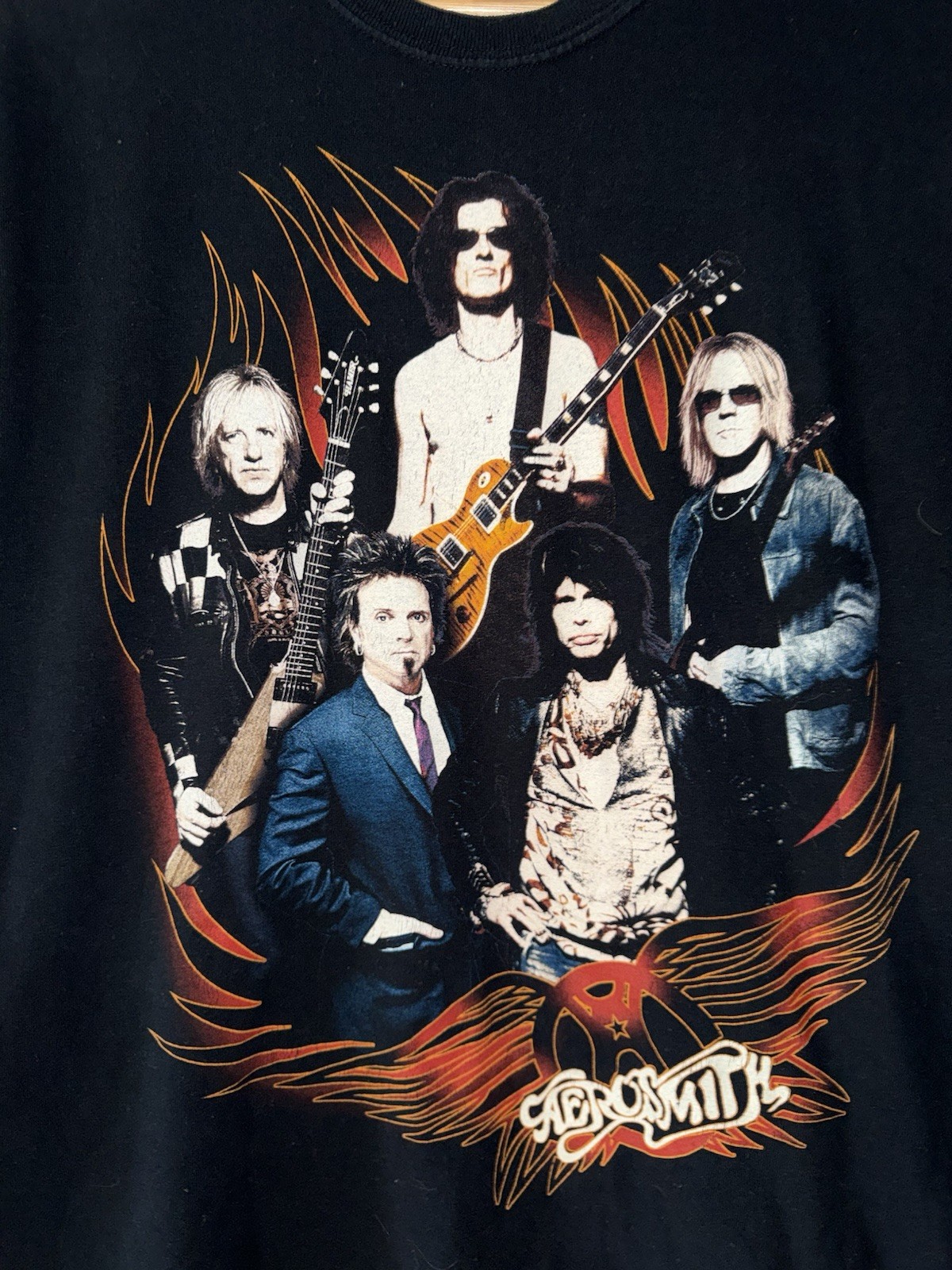 Aerosmith Flames Group World Tour 2010 Music T Shirt Size Medium