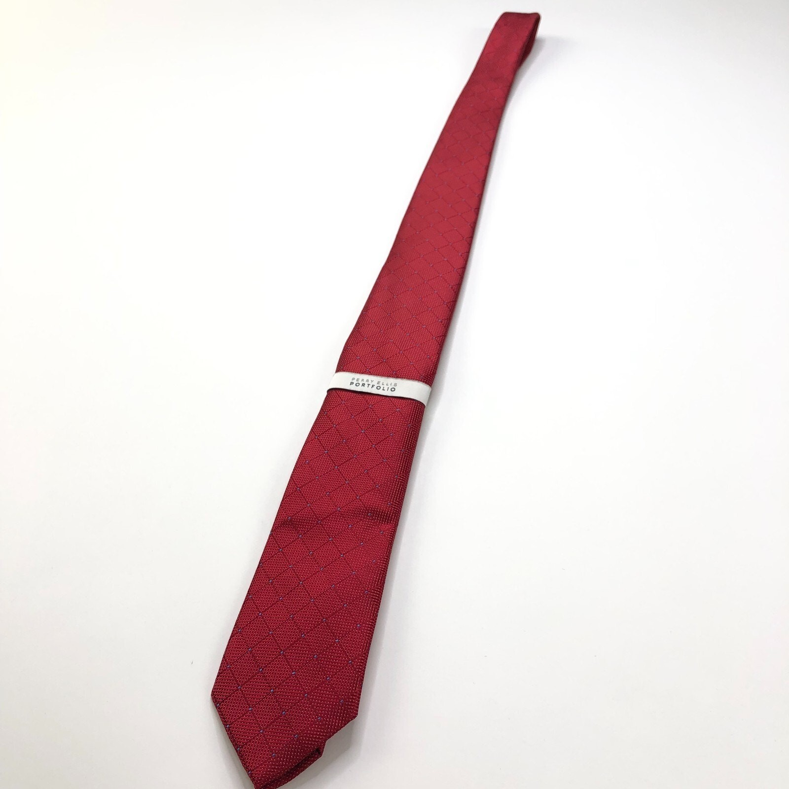 Perry Ellis Portfolio NEW Red 100% Polyester Neck Tie Geometric 2.75 In /58-in
