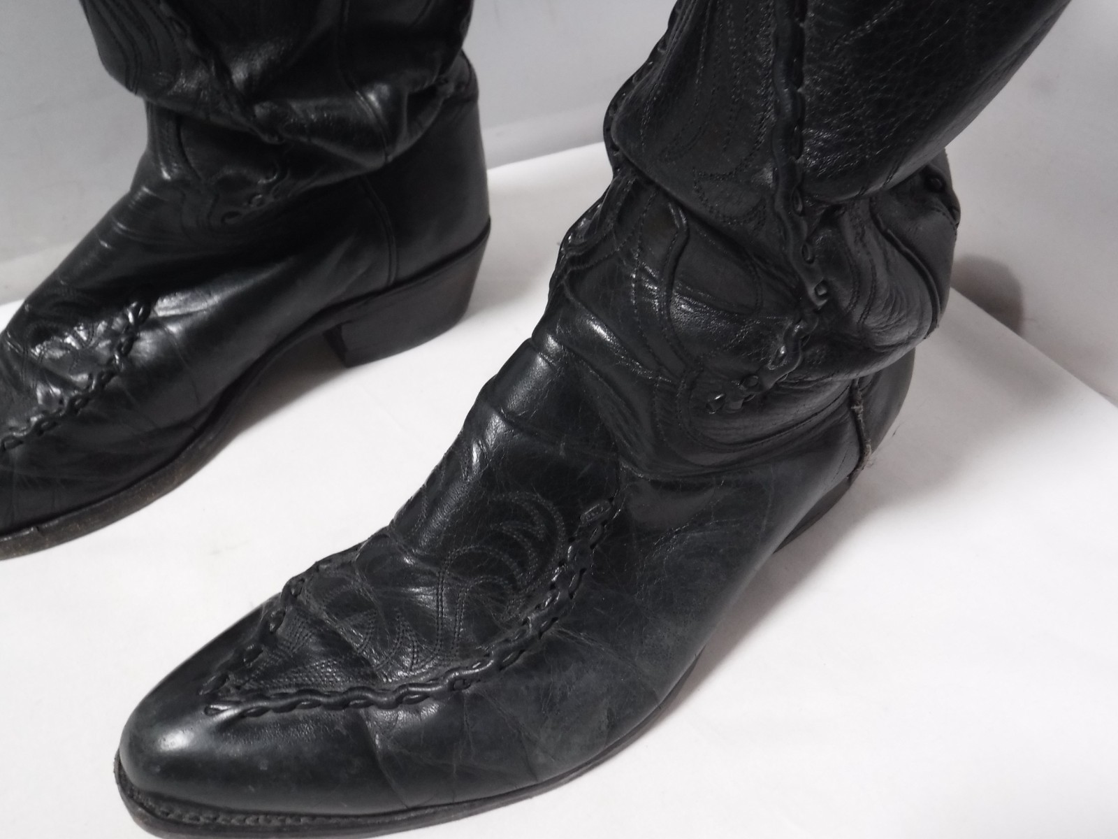 Dan Post-Phoenix Distressed Western Boots Men Size 8.5 EW Black Leather 16660