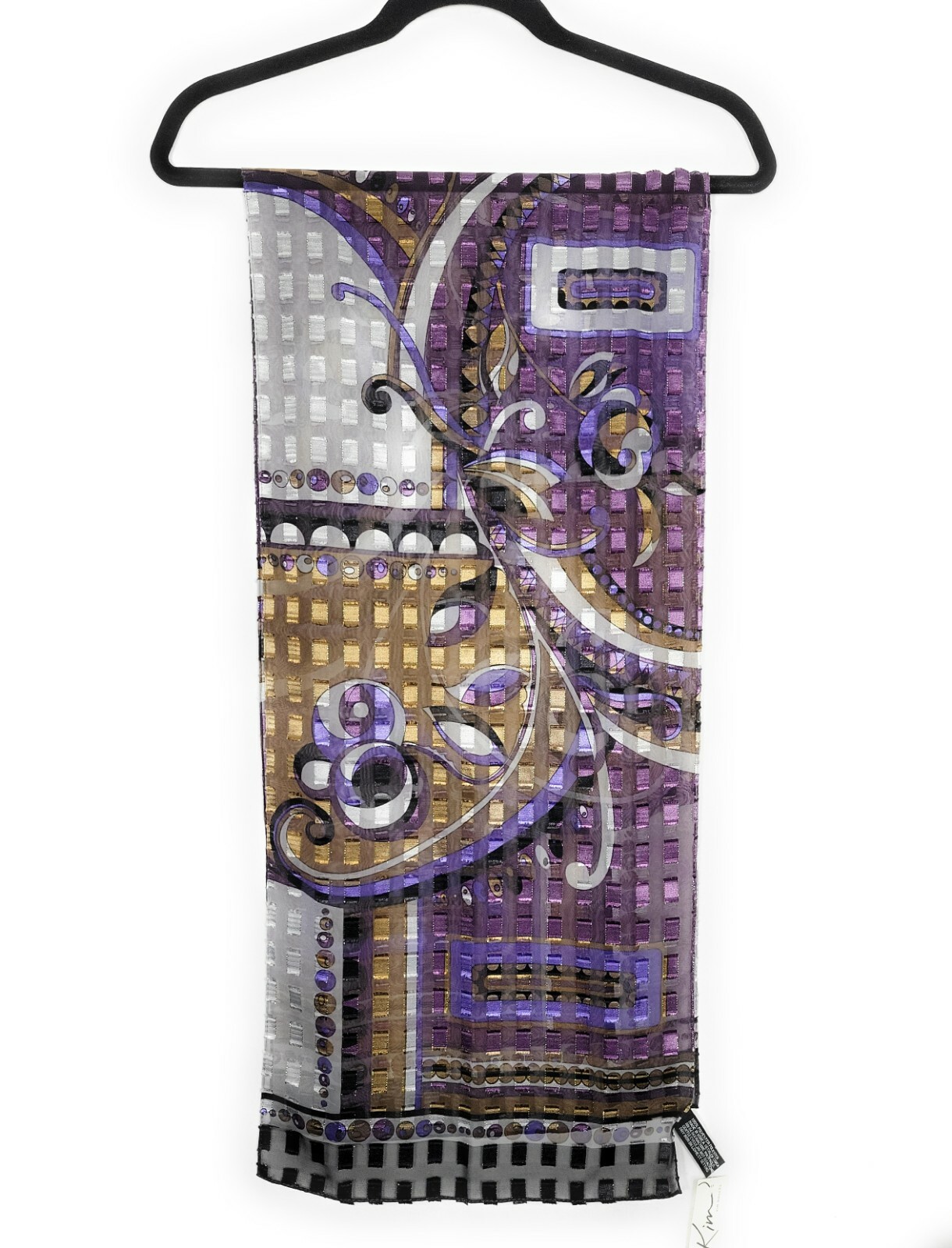 Kim Rogers Mauve-Beige-Silver Scarf 13.5 In Wide x 58 In Long New