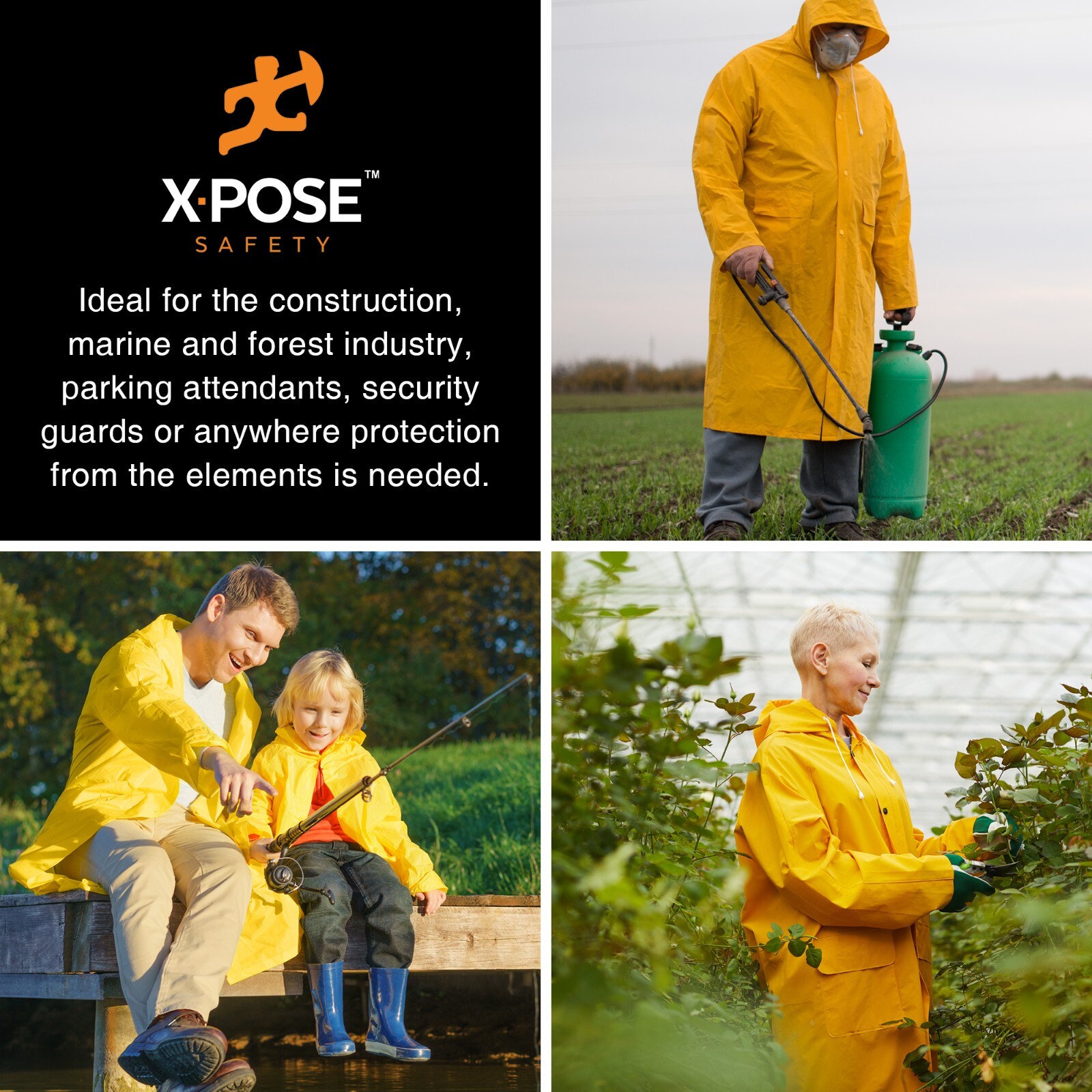 Heavy Duty Yellow Rain Coat .35mm PVC 48in Jacket with Detachable Hood