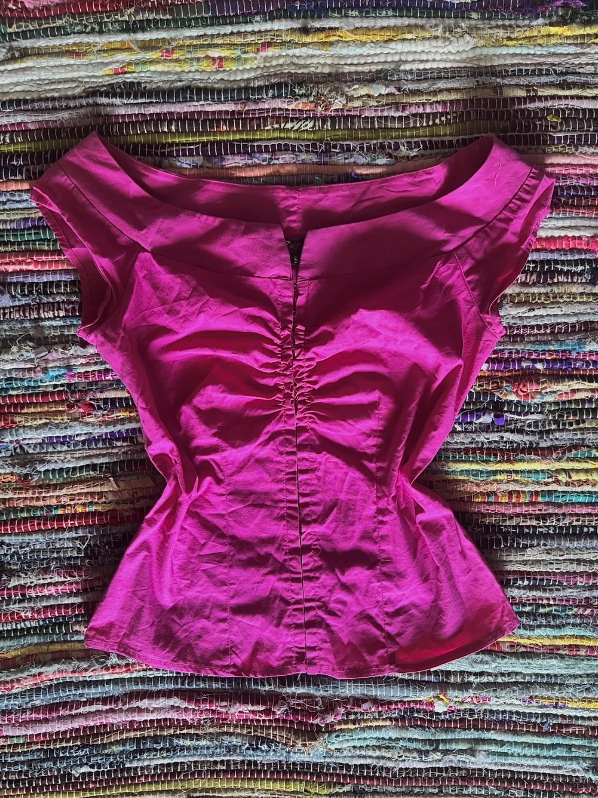 Vintage 2000s Y2K Barbiecore Corset Style Hot Pink Cotton Top